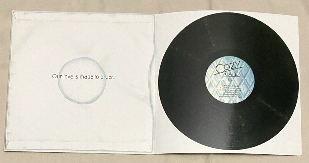 Vintage Hallmark Lovin’ Labels Cozy Cafe Love Record Card 12″ 1980s Unused HTF