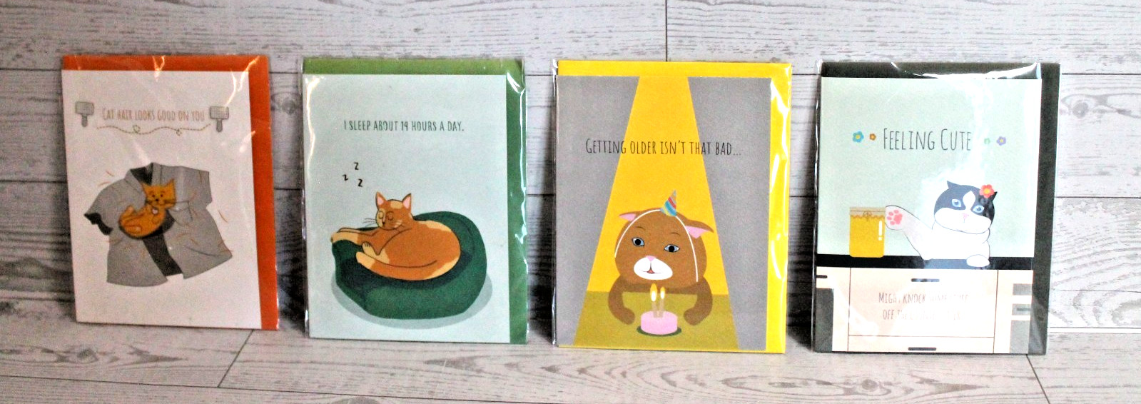 LOT of 4 Pet / Cat Theme Greeting Cards Card Set w/ Envelopes (Moose & Pig) NEW