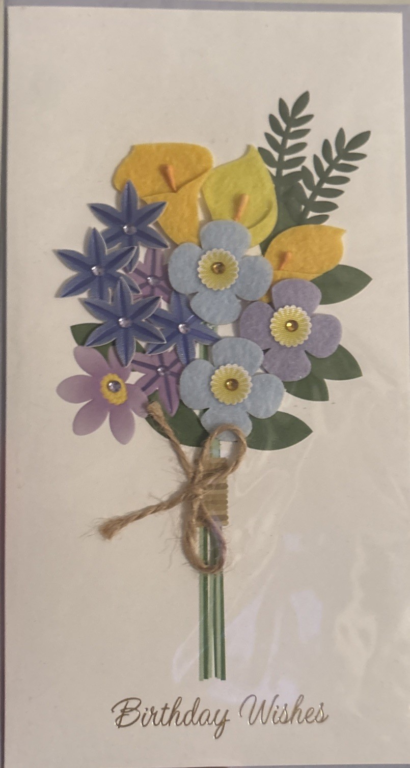 Papyrus~ 3D Fabric Felt Flower Bouquet~ Birthday Wishes~…Happy Birthday