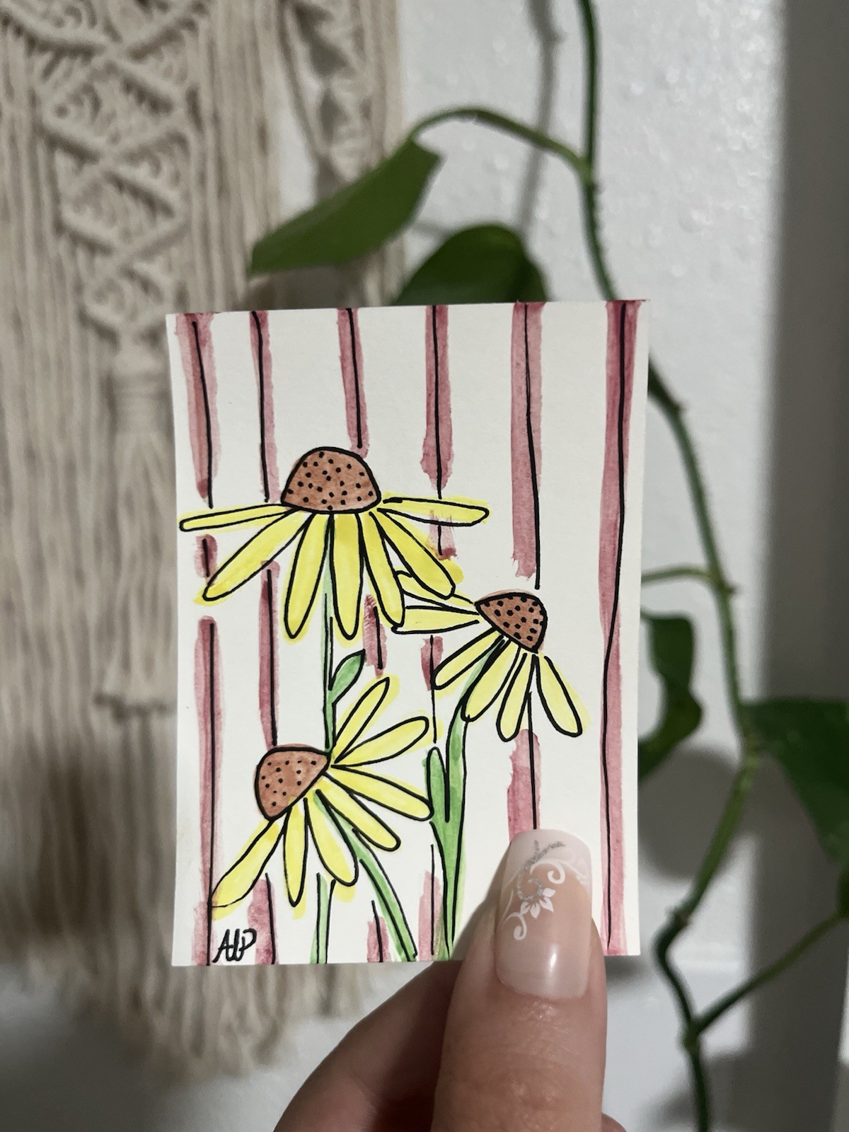 Original Yellow Watercolor Flowers ACEO