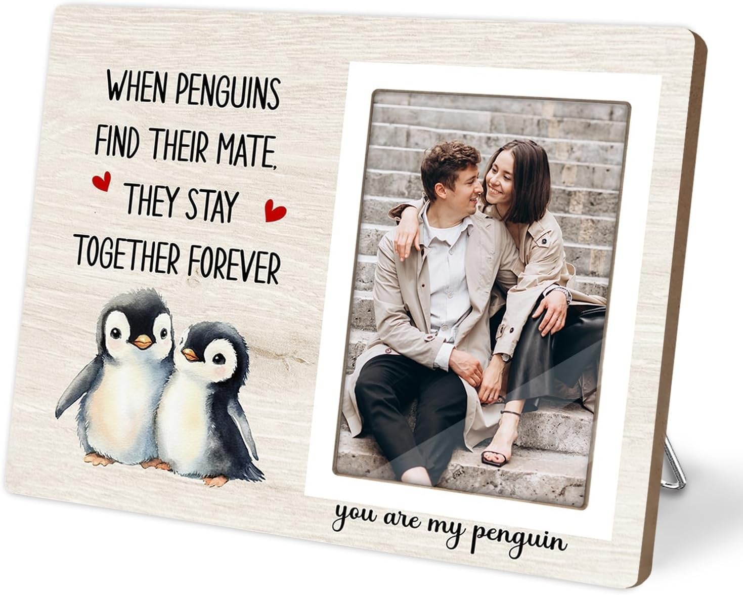 Penguin Photo Frame Gift, Engagement Picture Frame, Wedding Gifts for Couple,…