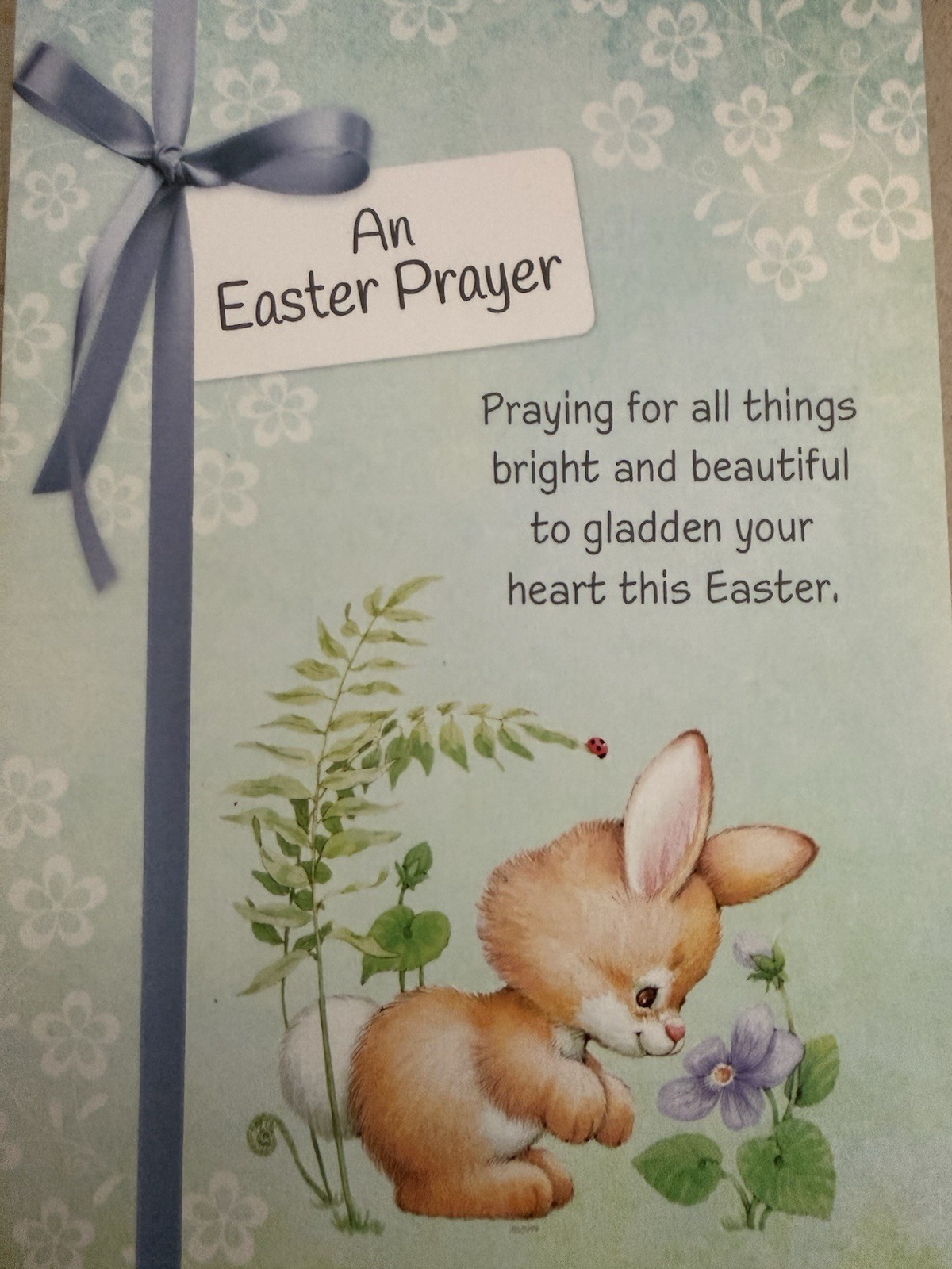“An Easter Prayer” – Easter Bunny smelling flowers (5″ X 7″)