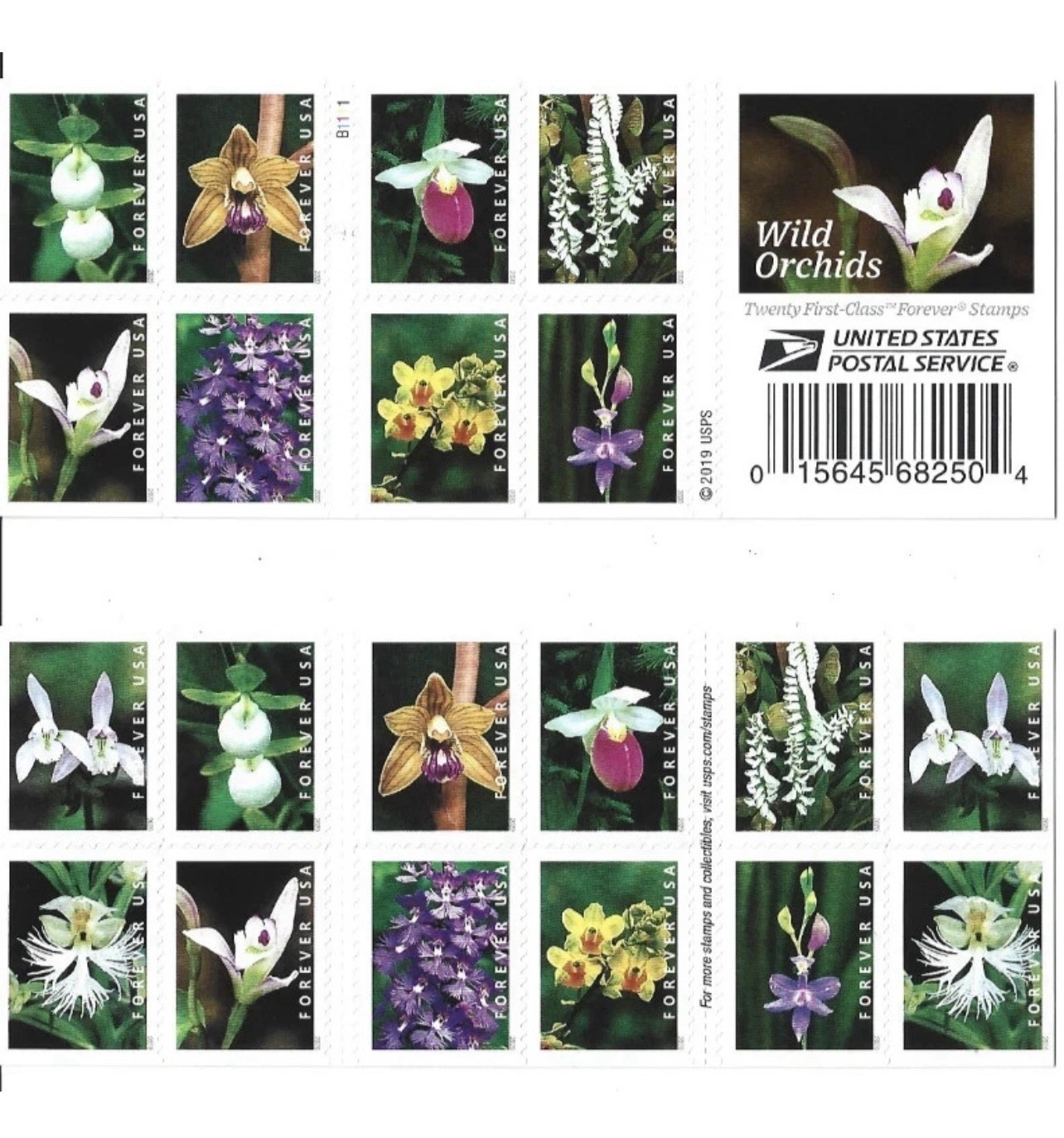 USPS Wild Orchids Forever Stamps – Booklet of 20 Postage Stamps