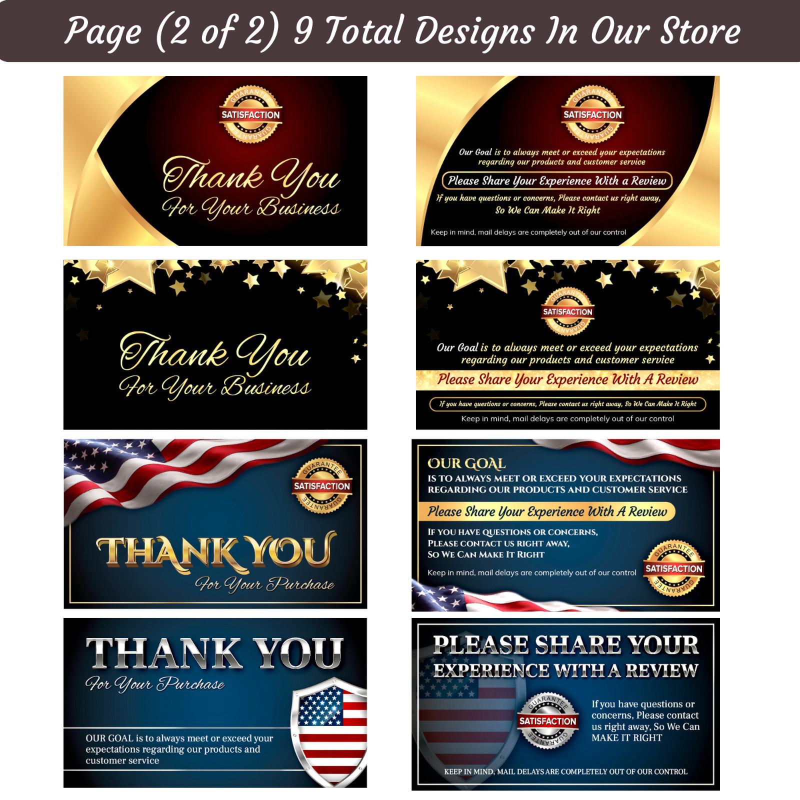 200 Ct CLASSY Ebay Seller Thank You For Your Purchase Cards, Buy 2 get 1 FREE