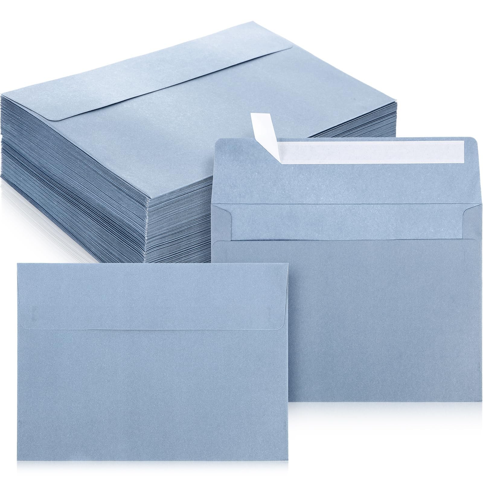50 PCS Dusty Blue A7 Invitation Envelopes 5.25×7.25 Inch 120 GSM Peel Stick