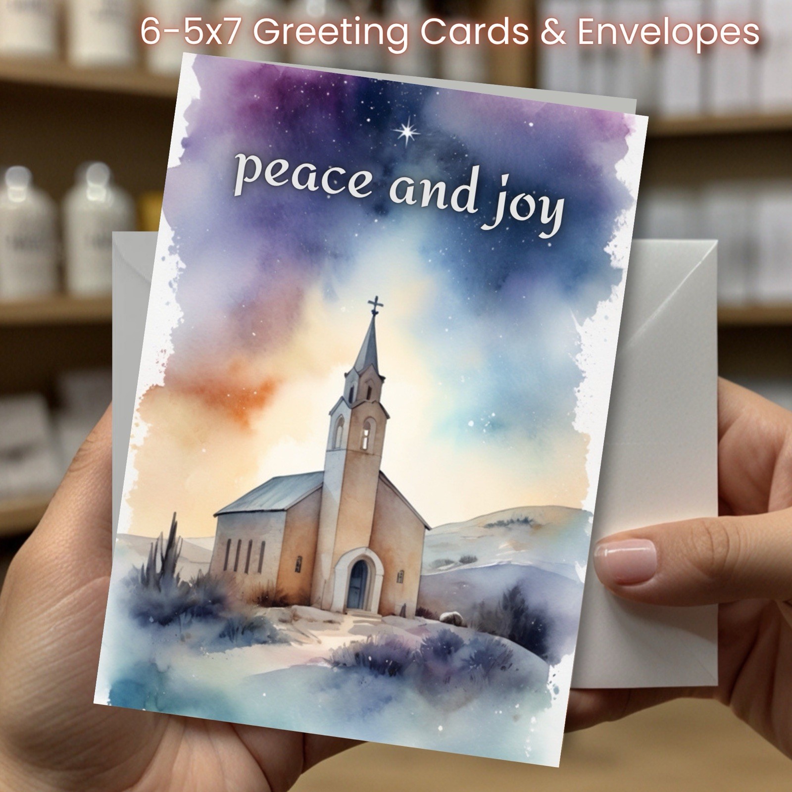 Christmas Greeting Cards w/ Envelope – Set of 6 -5×7 Cards & Envelopes L#028