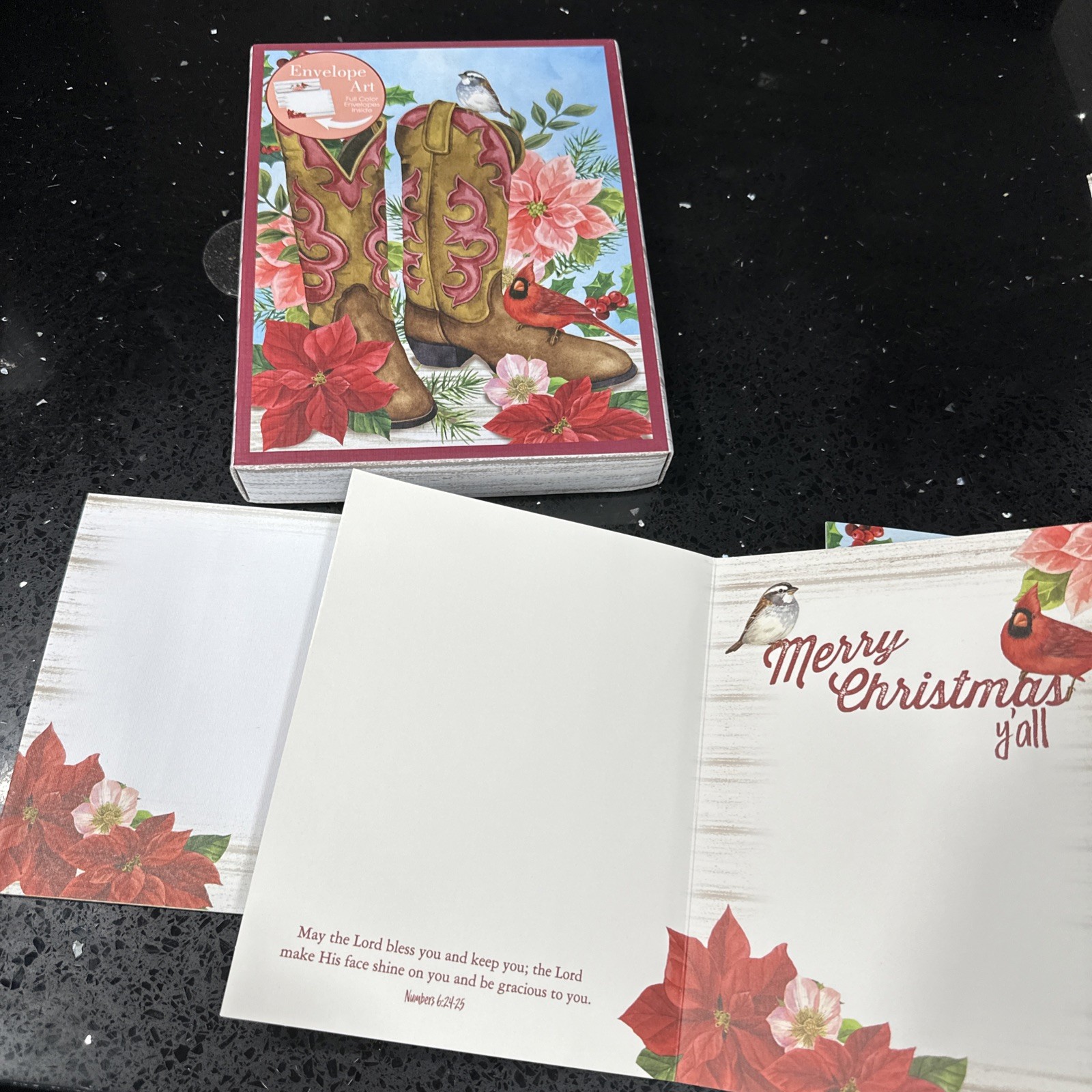Cowboy Boots Western Christmas Cards – 14 Cards w/Envelopes – Size 6.25″ x 4.5″