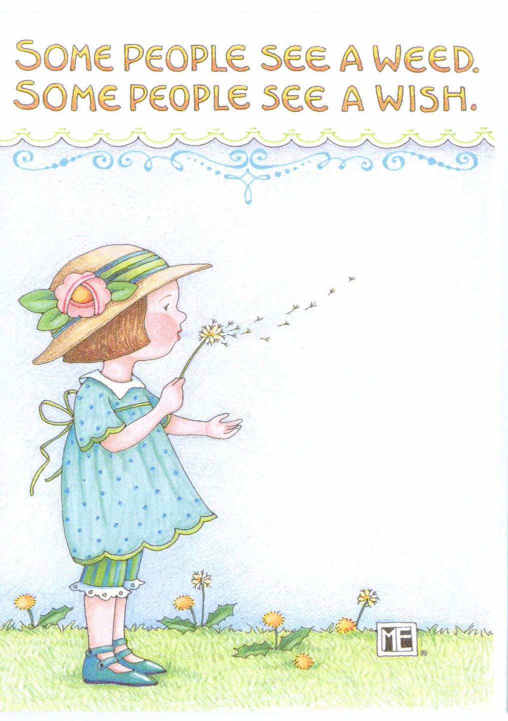 Mary Engelbreit-WEED OR WISH Dandelion-Blank Greeting Card w/Envelope-NEW!