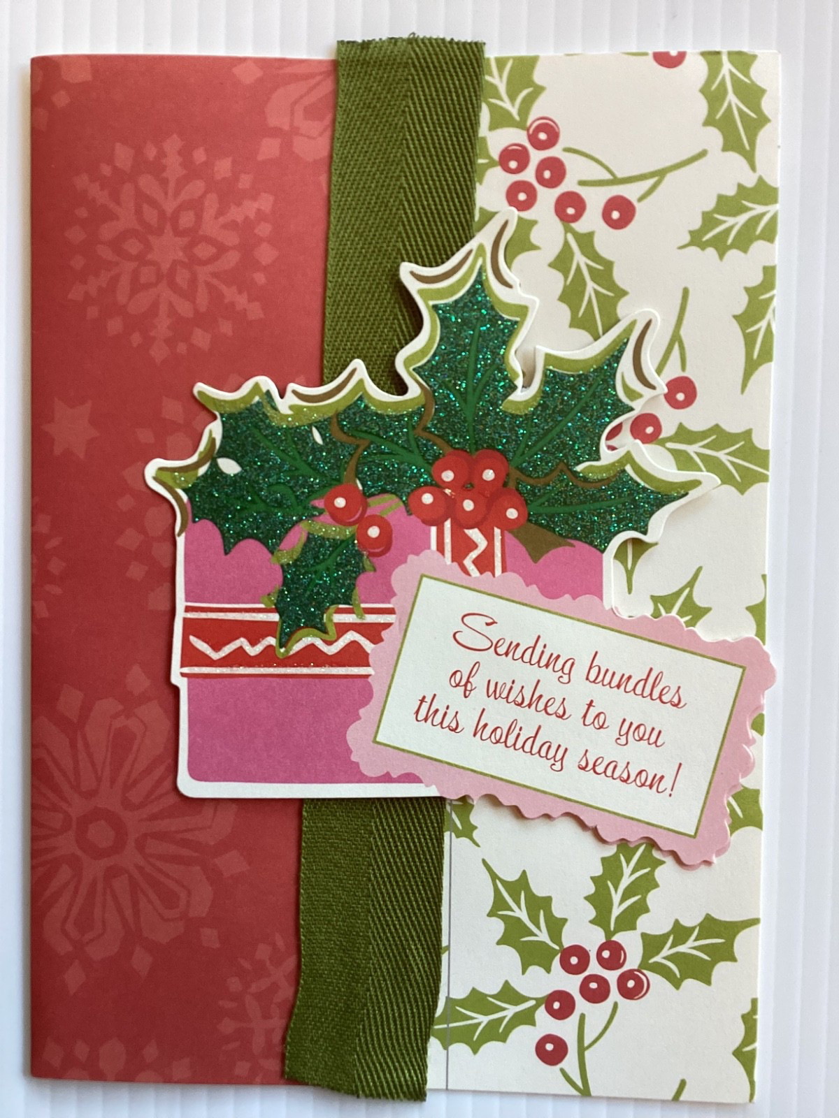 Anna Griffin CHRISTMAS CARDS (2) Holiday Season 3-D RED GREEN Gift NO ENVS.!