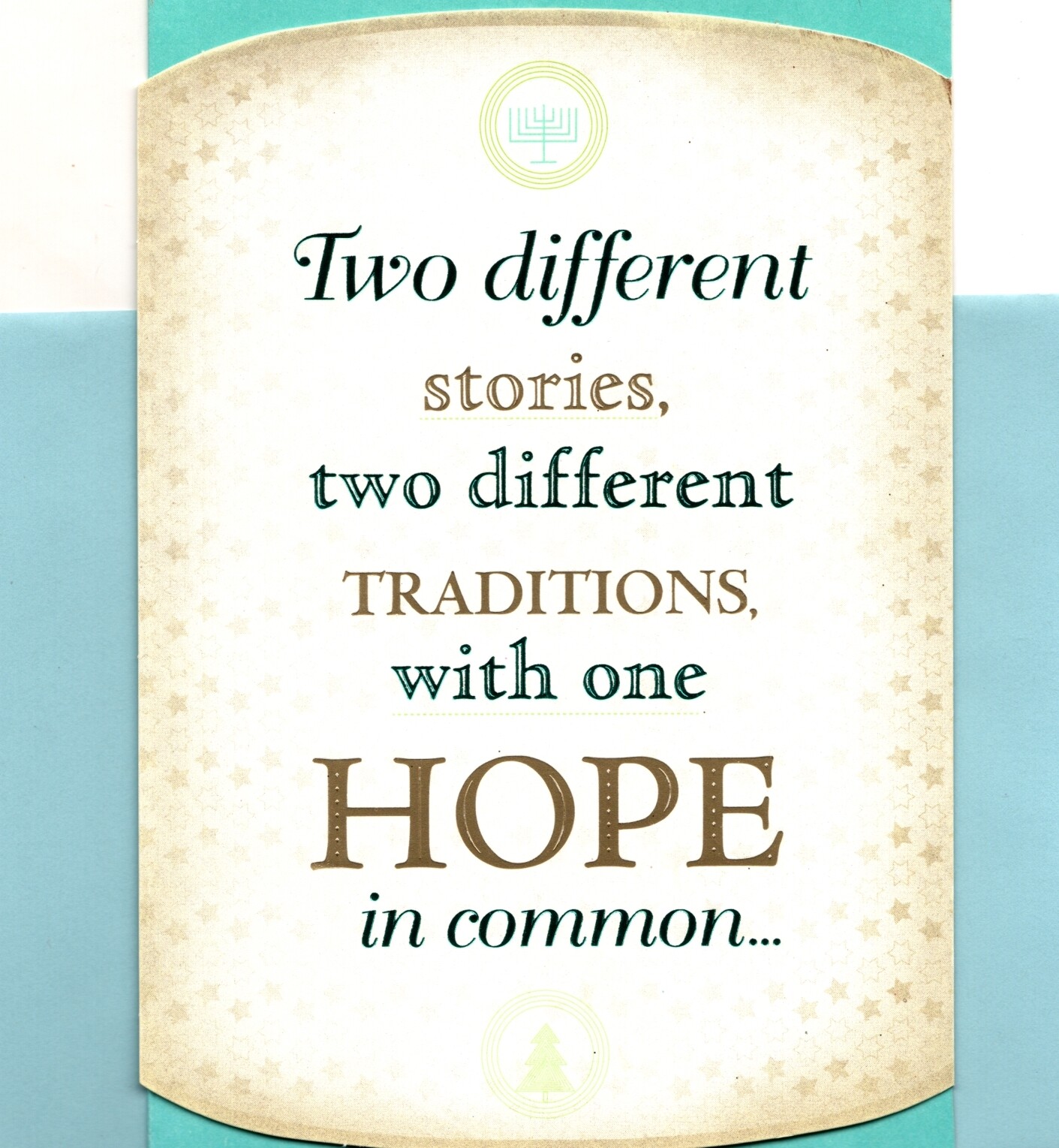Happy Hanukkah Two Traditions Menorah Tree of Life Hallmark Greeting Card