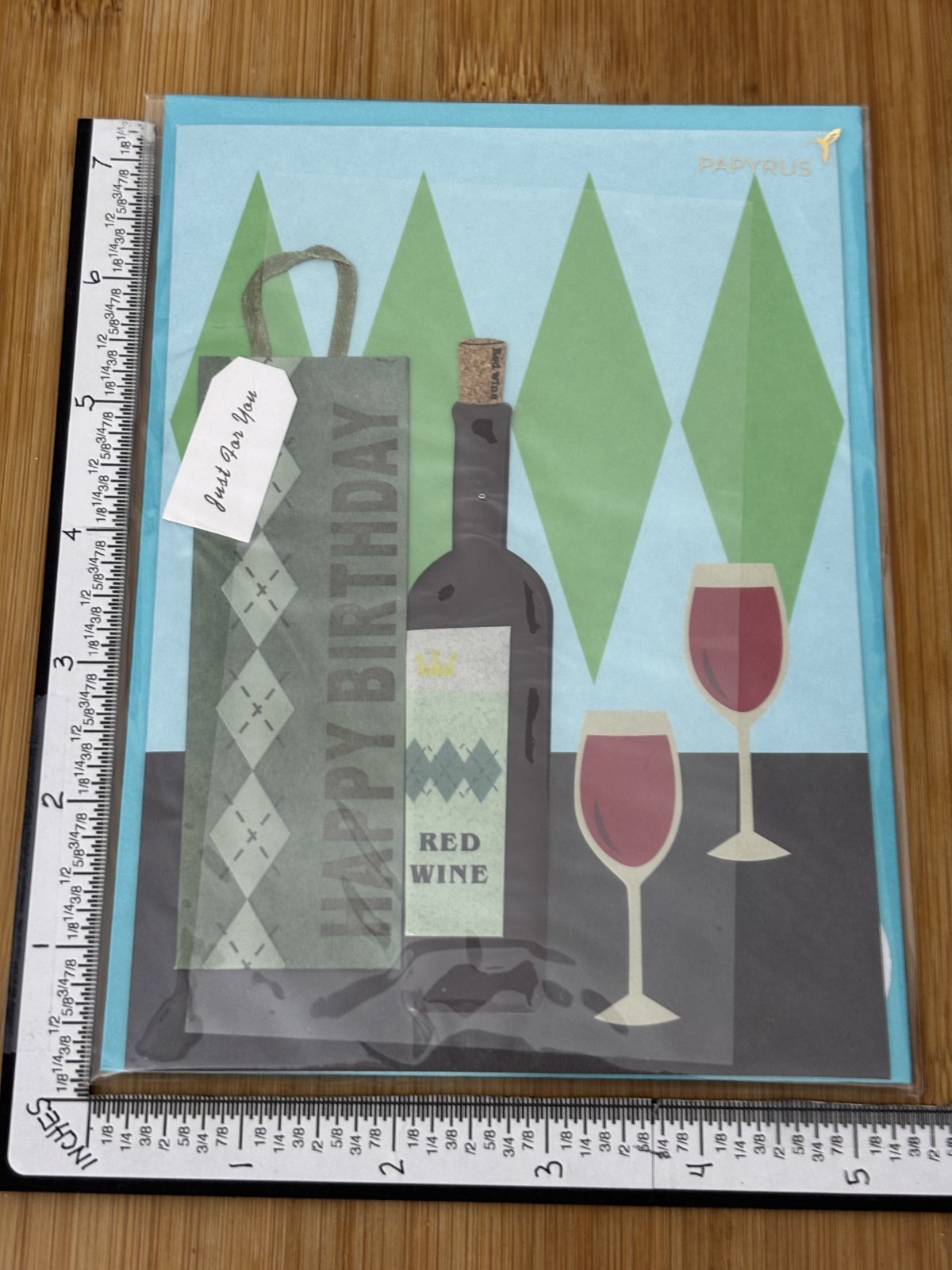 Papyrus Premium Greeting NEW Card Happy Birthday RED Wine Glasses Bottle Cork