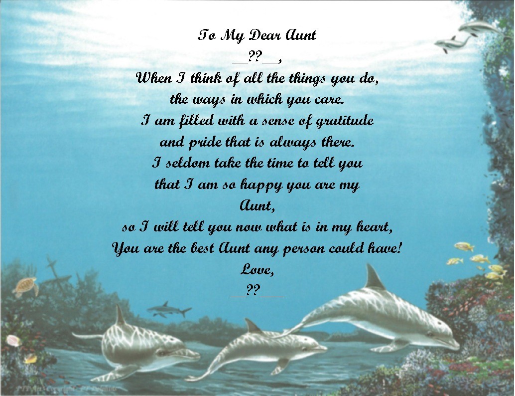 Personalized Poem Gift for that Special Aunt (See all 36+ styles available)