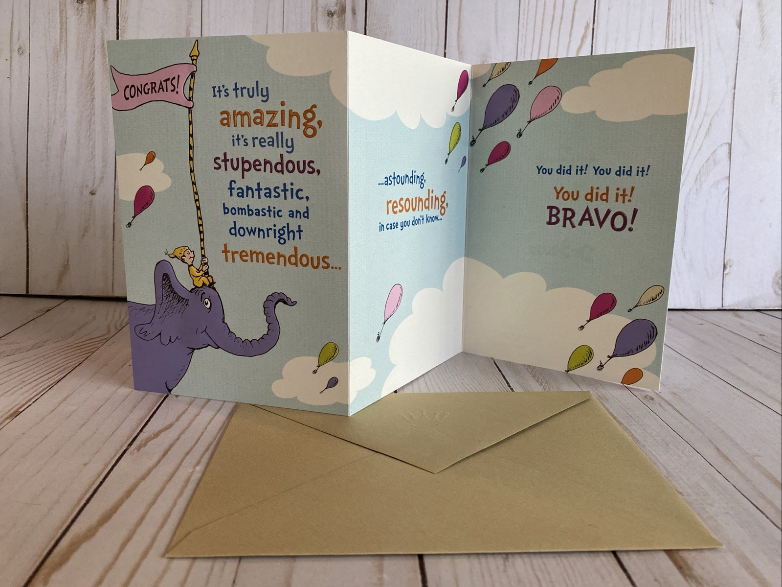 Dr. Seuss Card Congratulations Graduation Oh The Places You’ll Go Bravo Fold Out