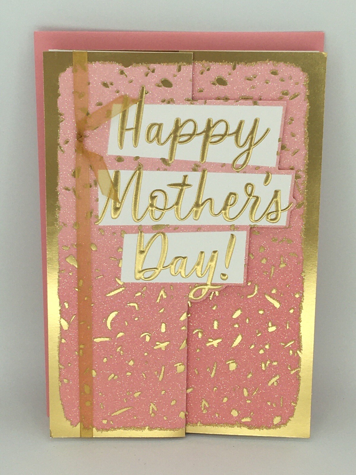 Hallmark Happy Mother’s Day Card ANY MOM FRIEND Family Pink Glitter NEW 8×5.5