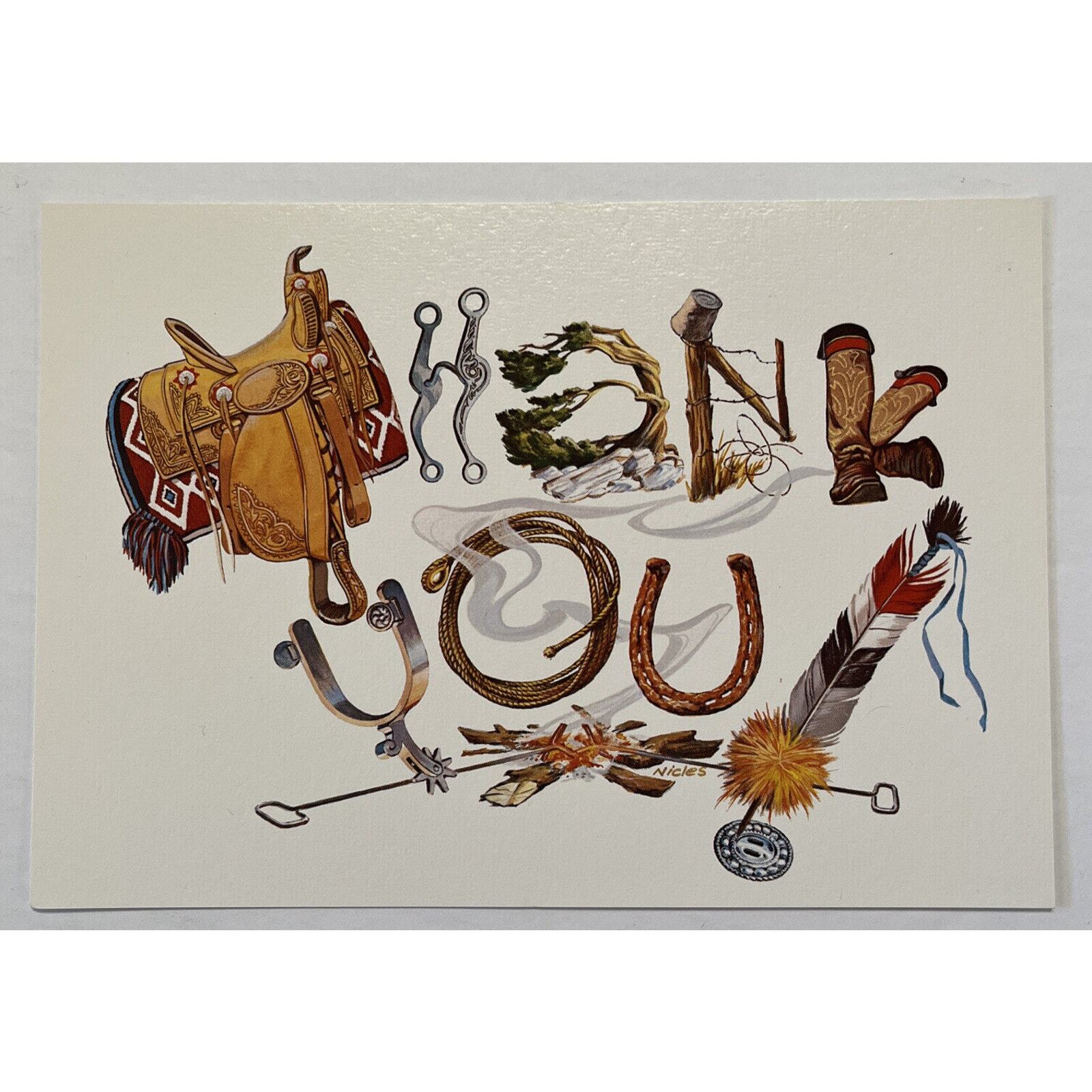 Leaning Tree Thank You Card TK19006 Western Tradition Cowboy Theme Blank Inside