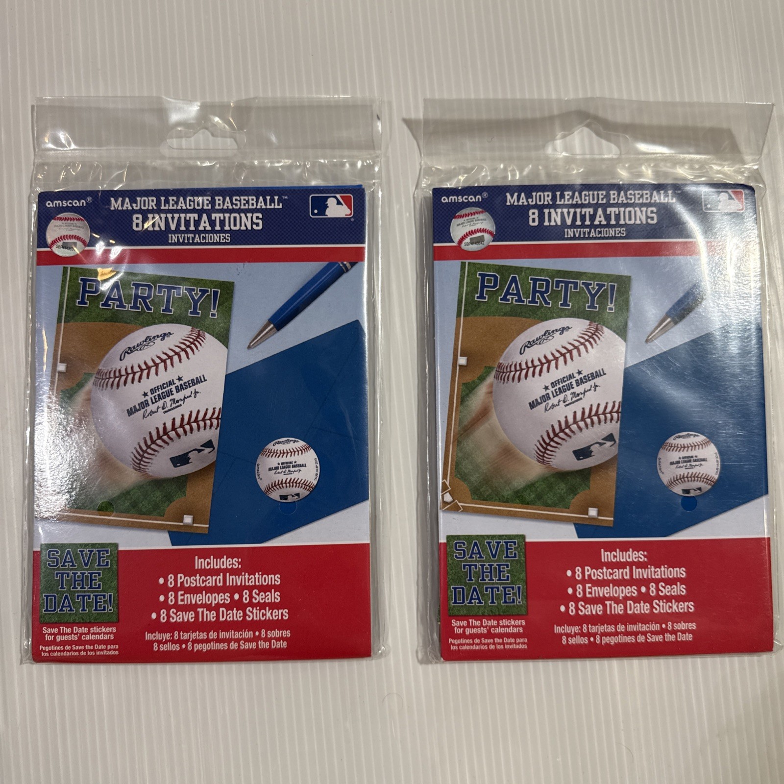MLB Major League Baseball Party Favors 16 Invitations & 16 Envelopes FREE S&H