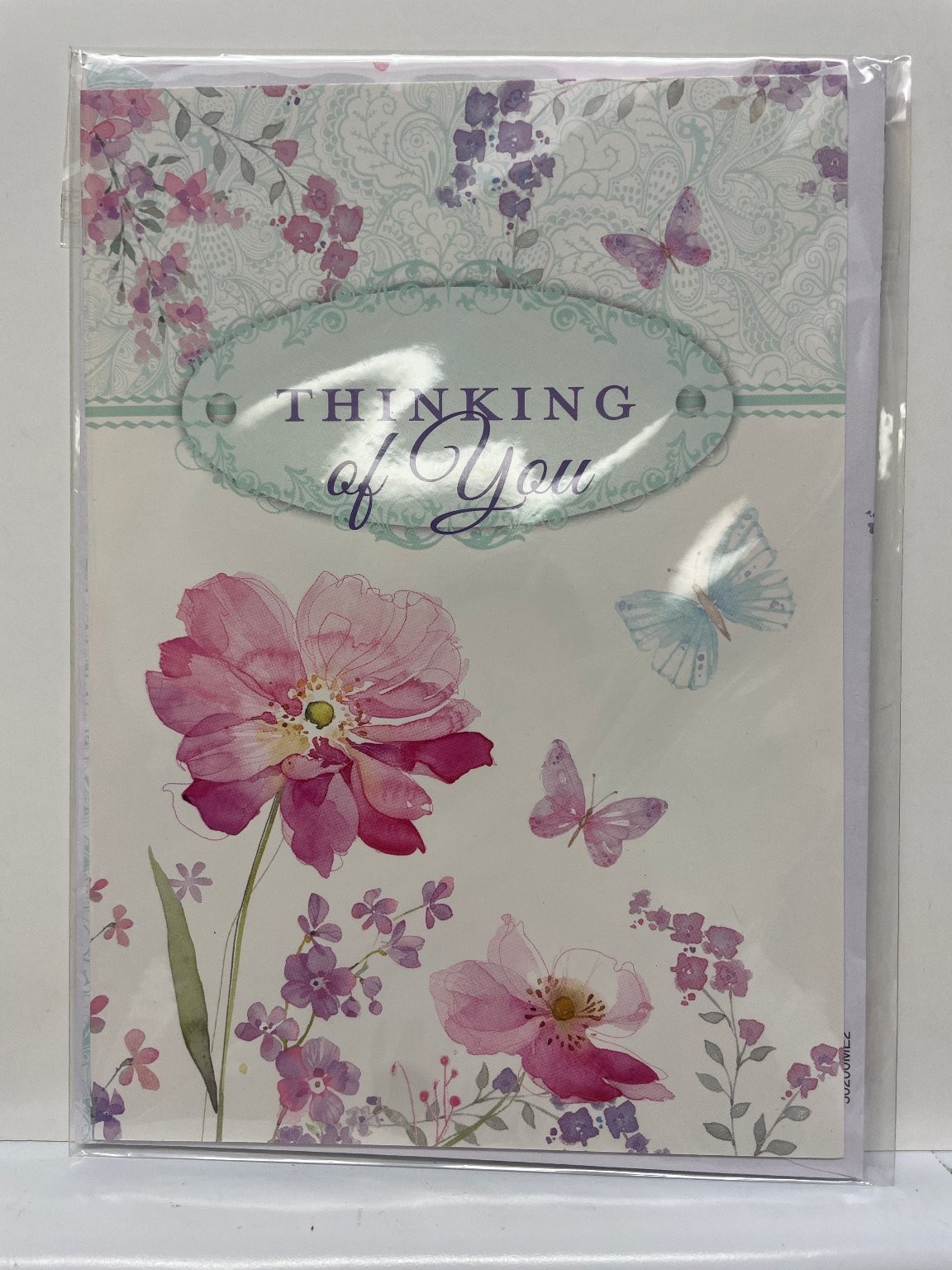 Thinking Of You Greeting Card Floral Butterflies Unbranded