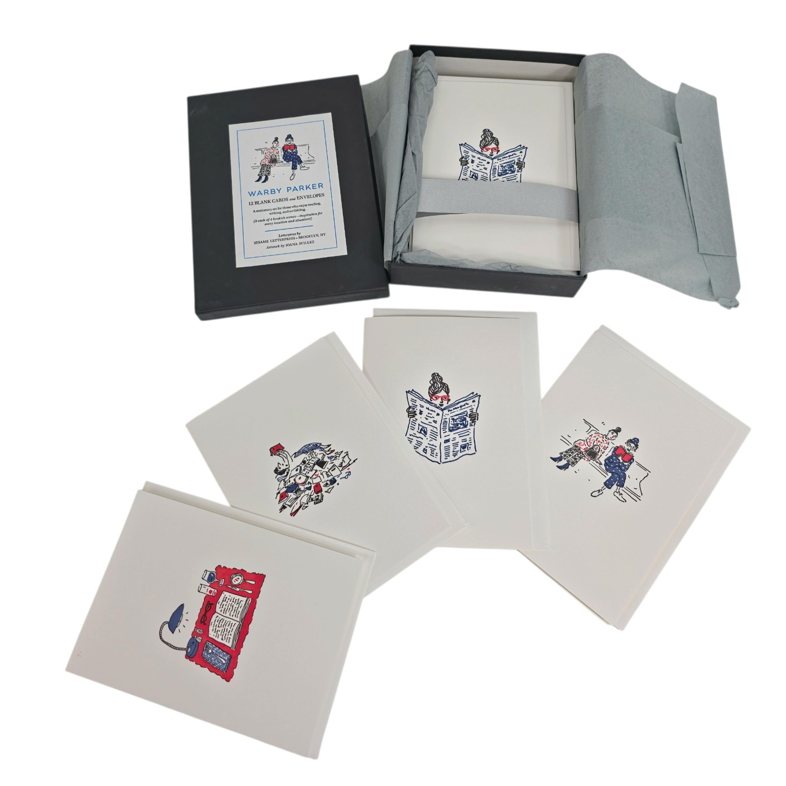 WARBY PARKER Greeting Card Notecard Stationery Set of 12 Joana Avillez Book Art