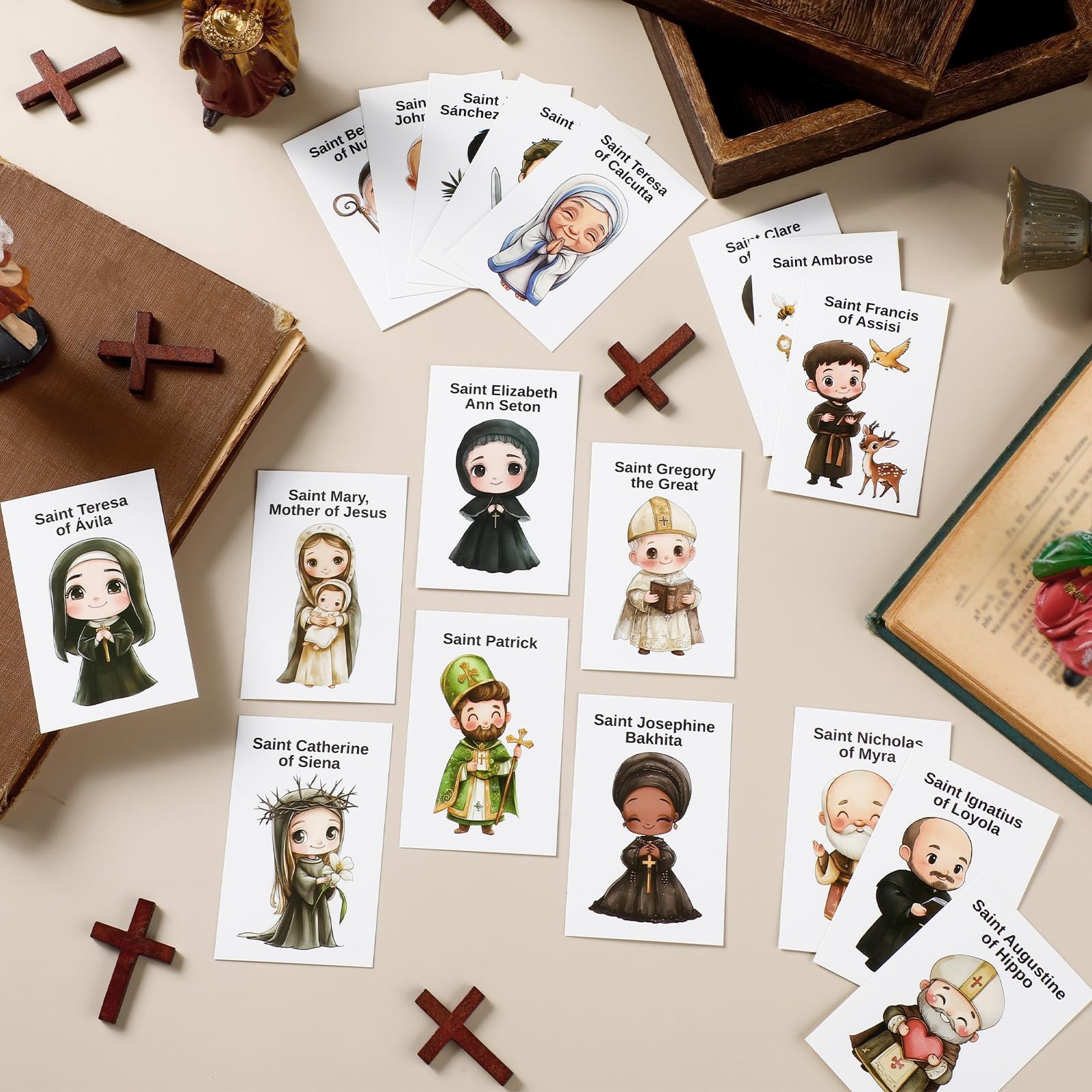 Catholic Prayer Cards 120 Pcs Saint Stories Bookmark Religious Education Activit