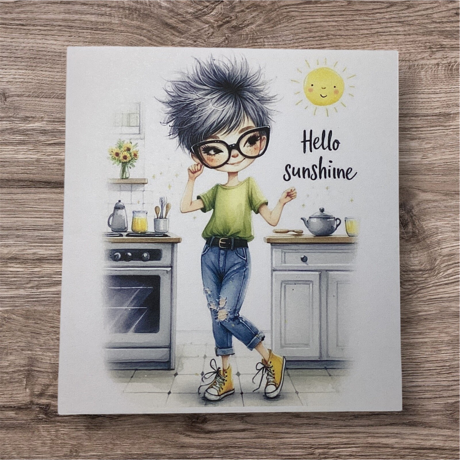 Any Occasion Card – Hello Sunshine – Her Girl Friend Woman Cheery
