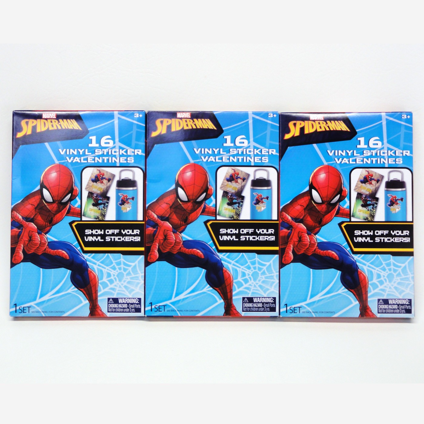 Marvel Spiderman 16 Valentine Exchange Cards And Vinyl Stickers Lot of 3 NEW