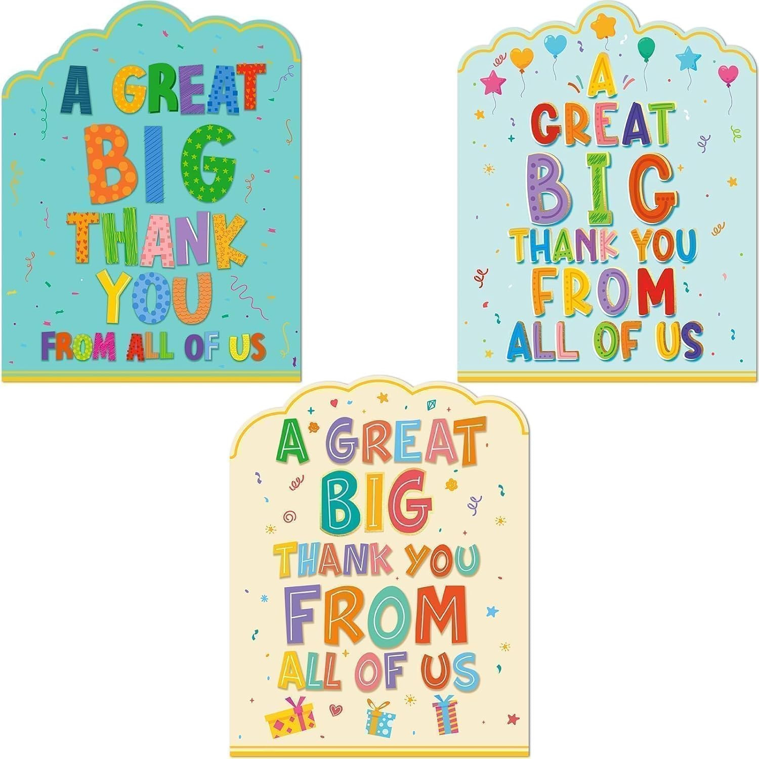 Large Thank You Cards 3PCS 14 X 11 Inch Jumbo Colorful Thank You Cards for Teach