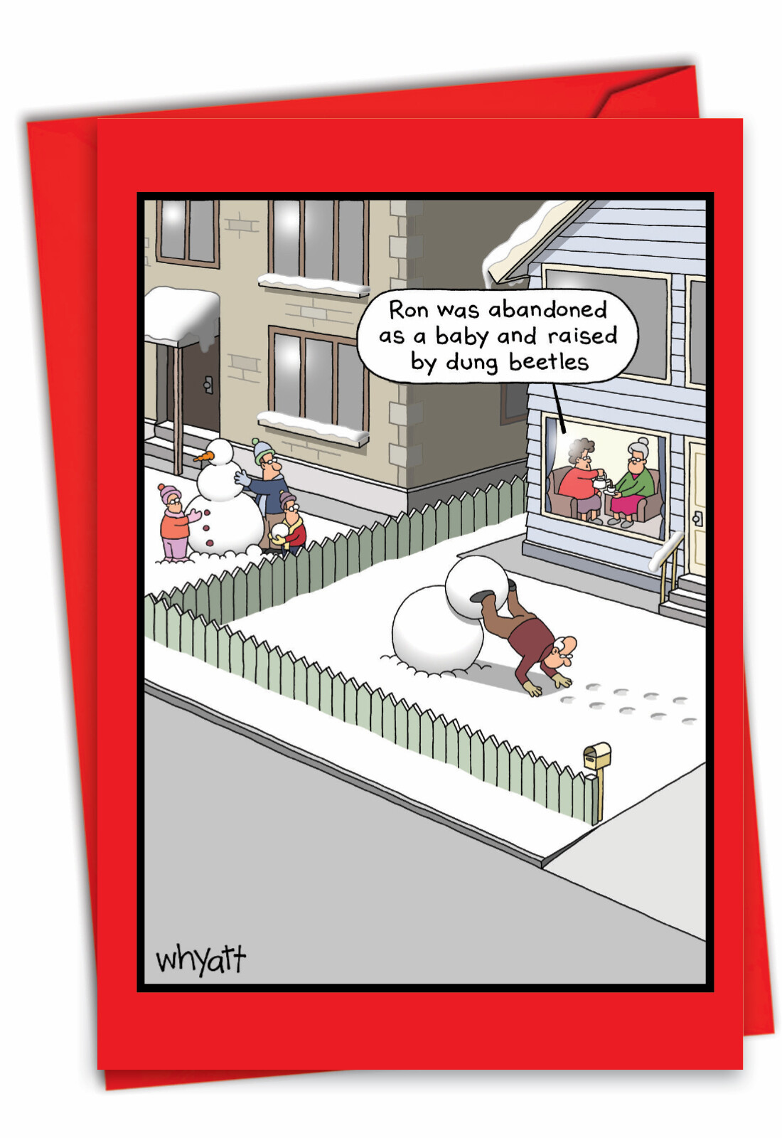 1 Funny Christmas Card with Envelope – Dung Beetles C7094XSG