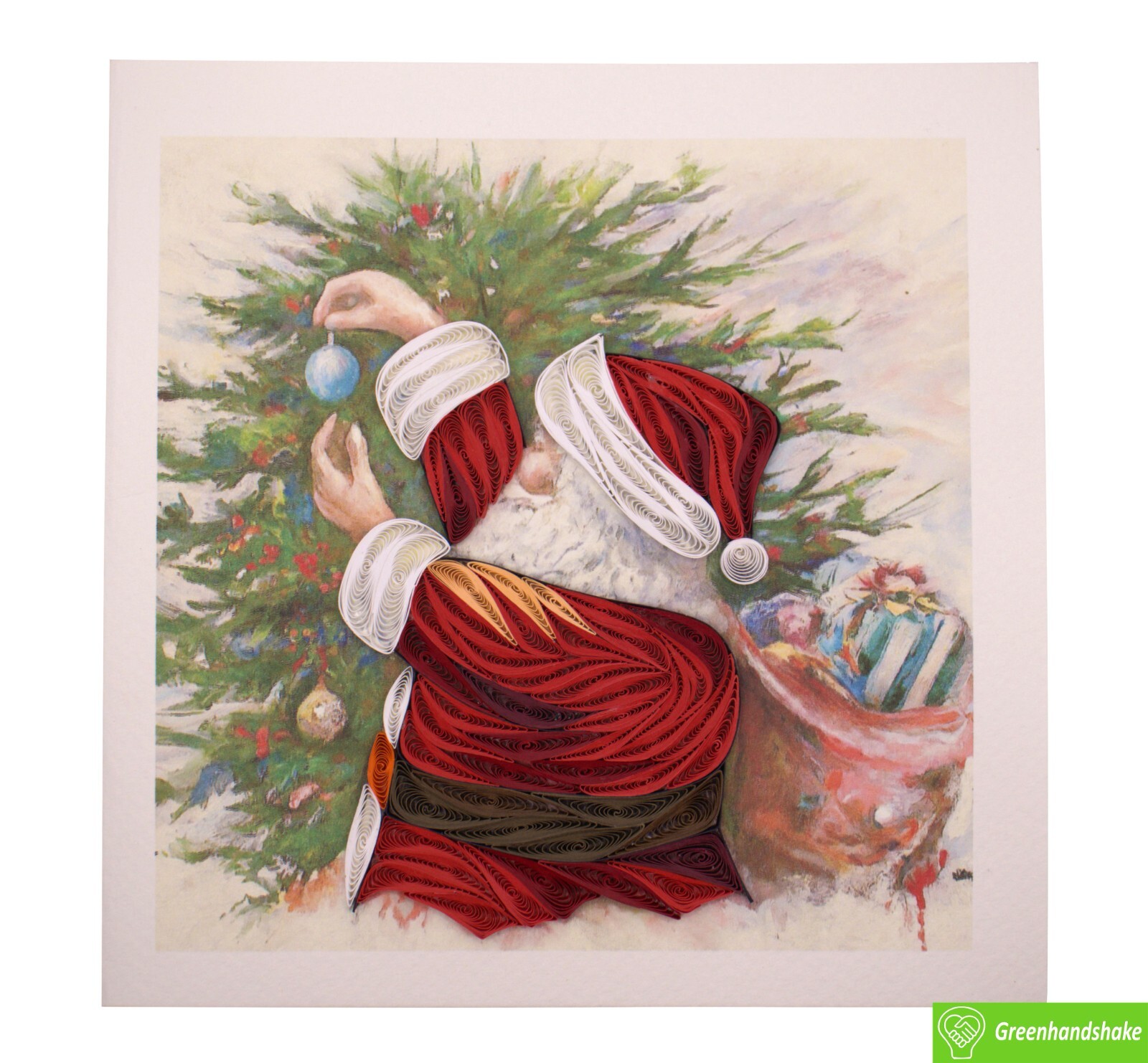 Vintage Santa decorating tree Quilling Greeting Card – GREENHANDSHAKE