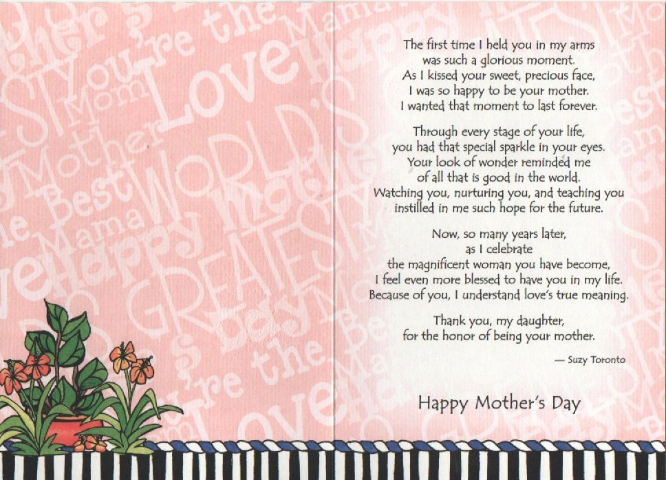 BLUE MOUNTAIN MOTHER’S DAY GREETING CARD FOR MY DAUGHTER ON MOTHER’S DAY