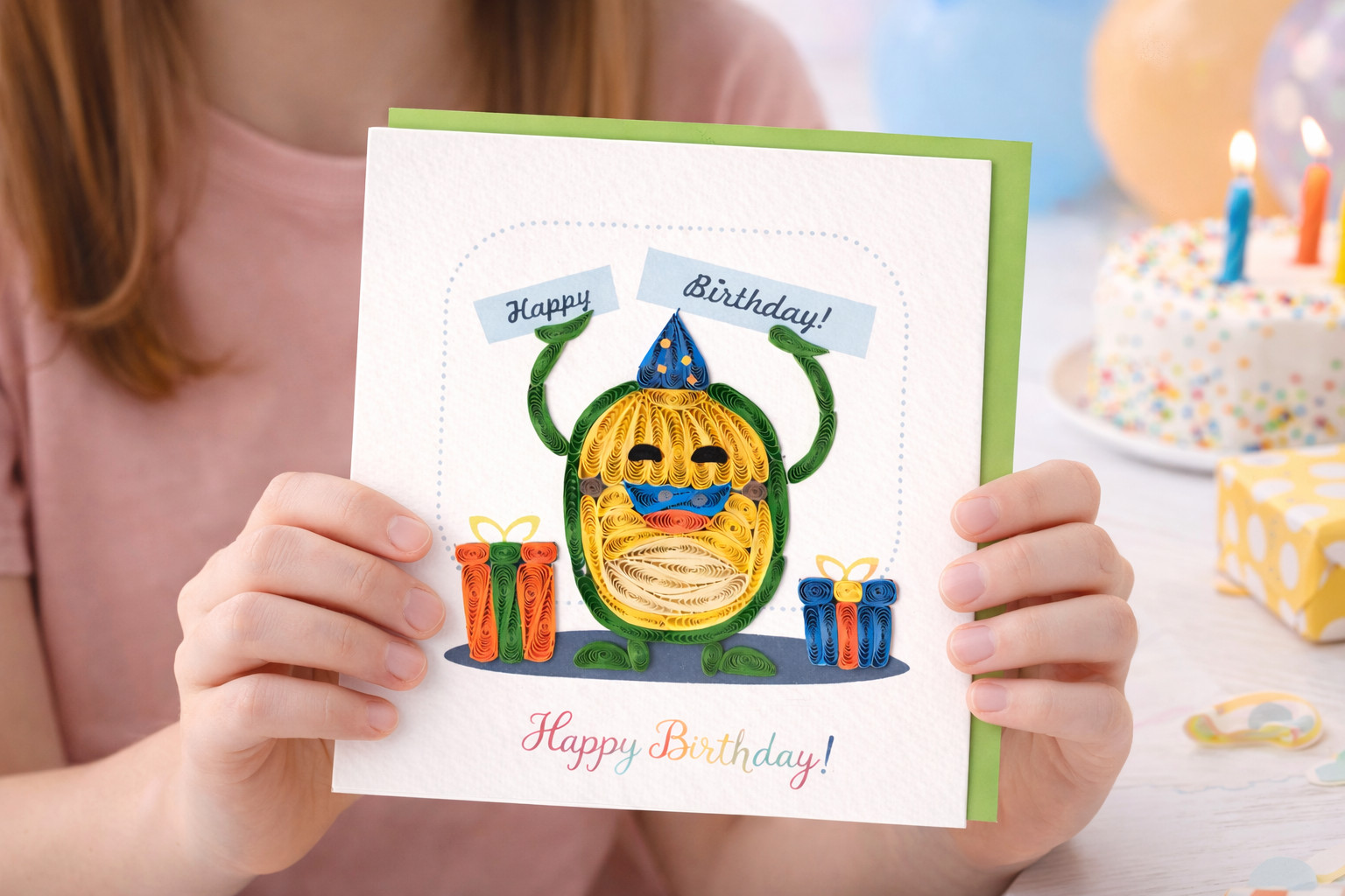 Handmade Quilled Cute Character Card | Birthday Greeting Card Gift Idea
