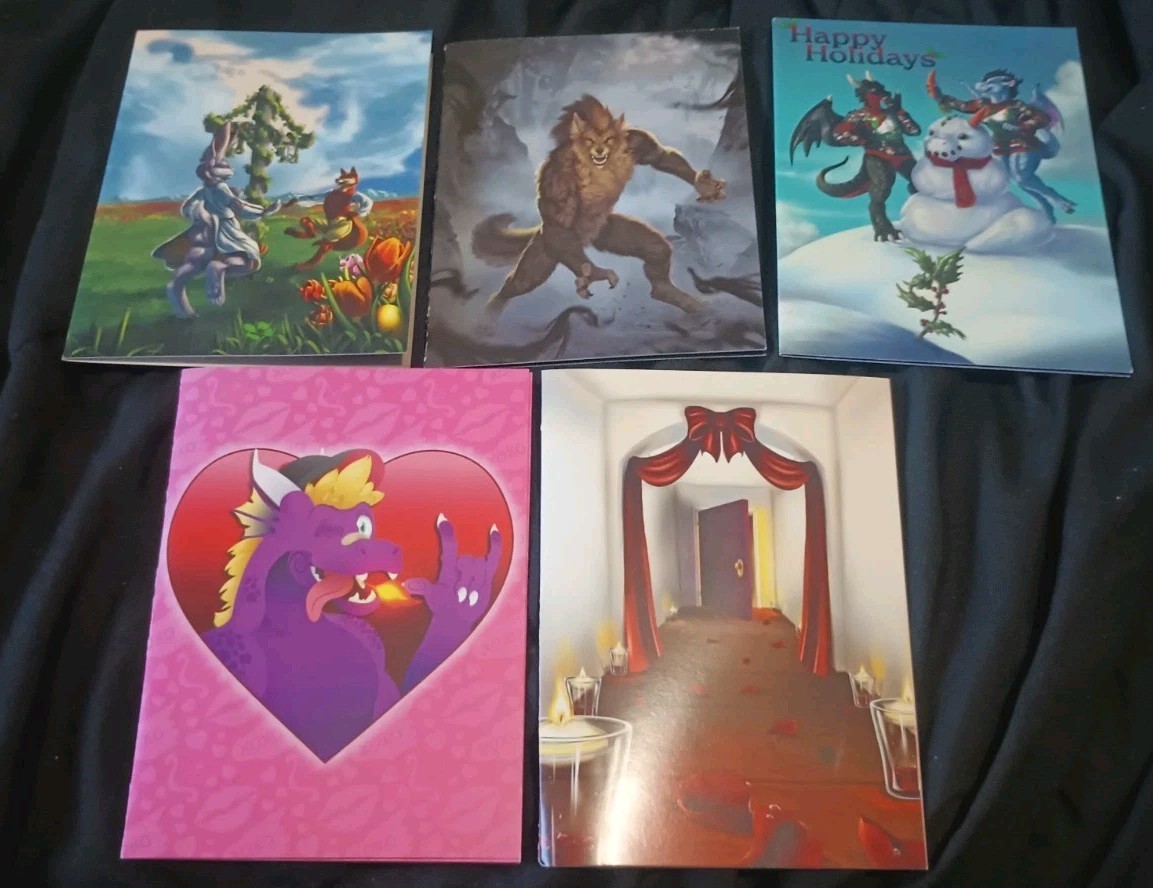 Bad Dragon Greetings Cards Set Of 5 Holiday Xmas Halloween
