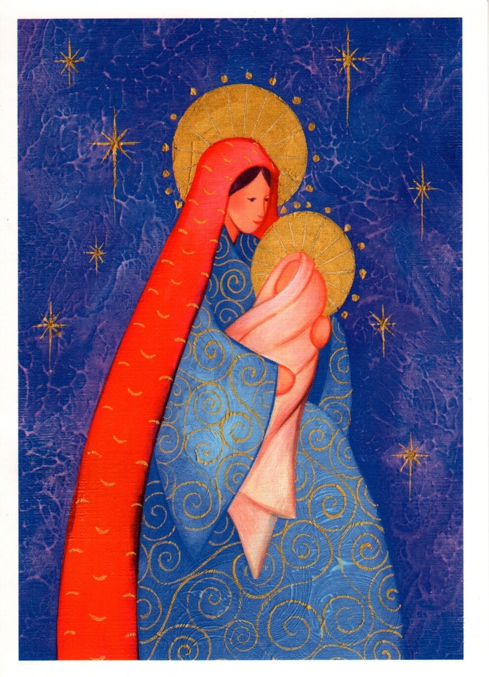 Merry Christmas Madonna Mary & Baby Jesus By Tony Ryan Greeting Card