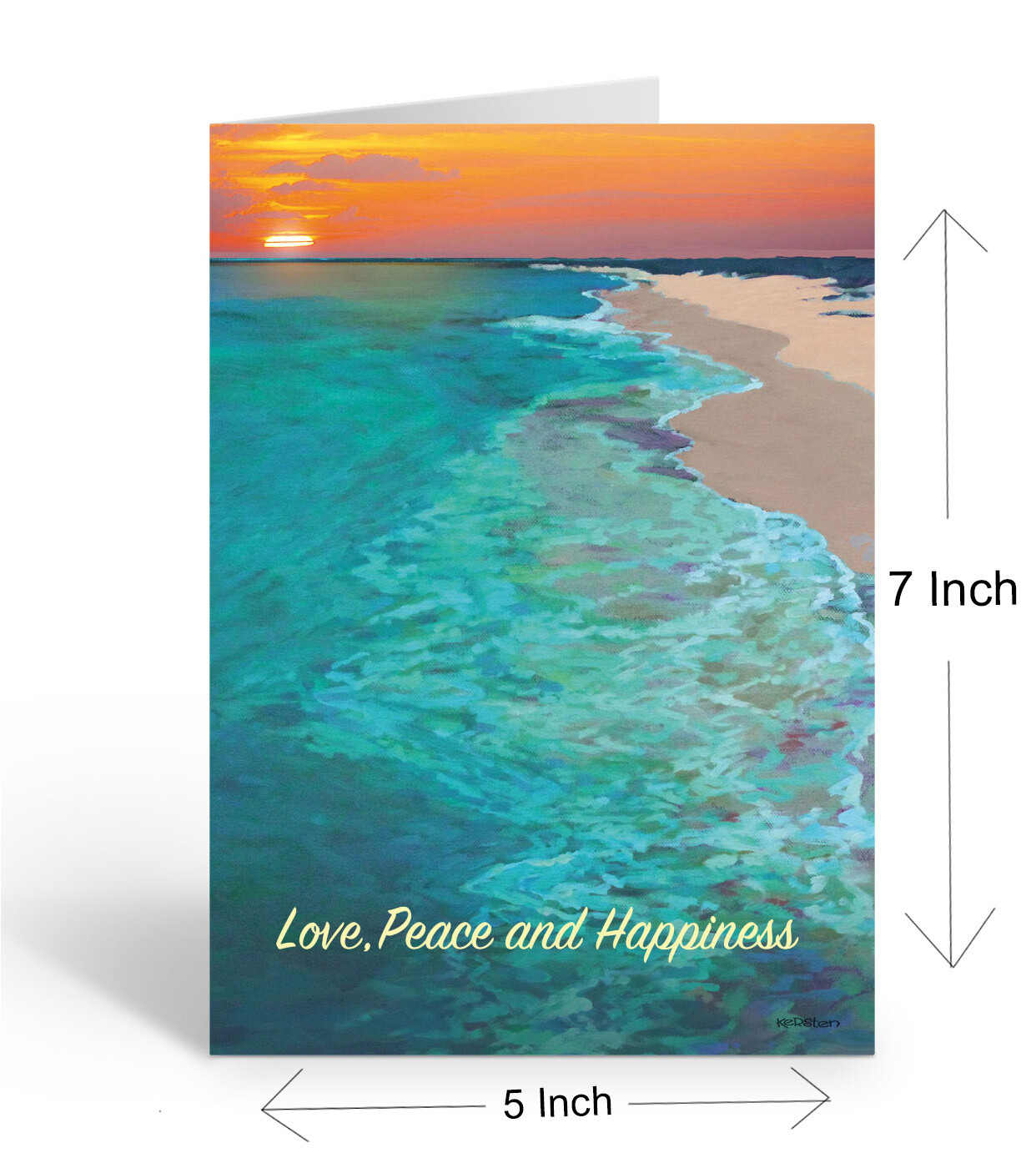 Tropical Water Sunset Christmas Card – 5″ x 7″ – 18 Cards & Envelopes – 30079