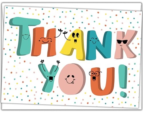 Doodle Me Happy Kids Thank You Cards – 25 Cards With Envelopes – Cute, Fun,