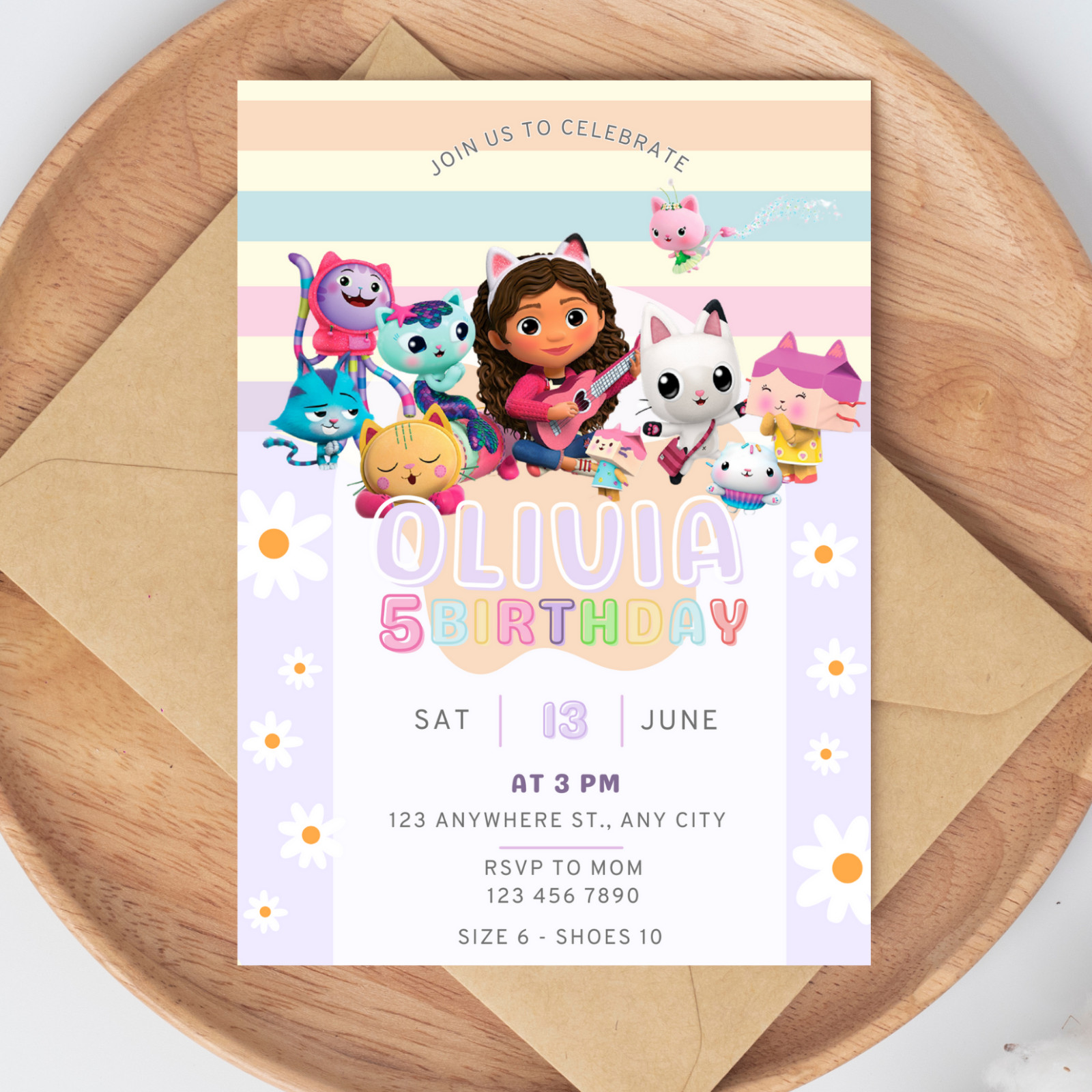 EDITABLE – Gabbys dollhouse birthday invitation, Digital Gabby Dollhouse invite