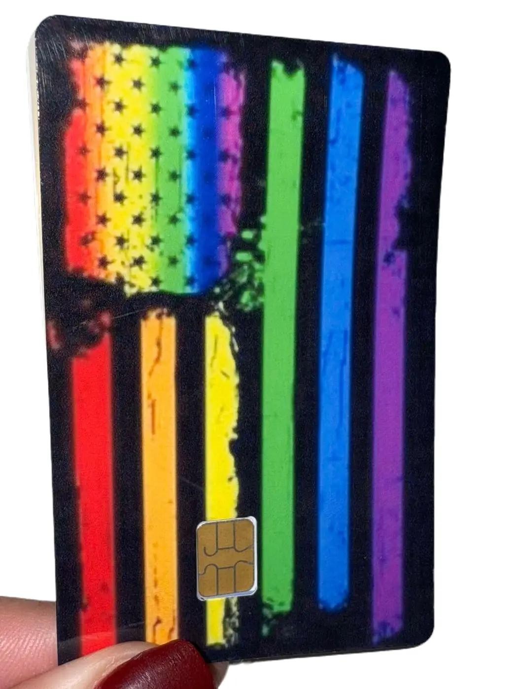 Pride Flag Credit / Debit Card Skin – Colorful Design with Star Pattern,