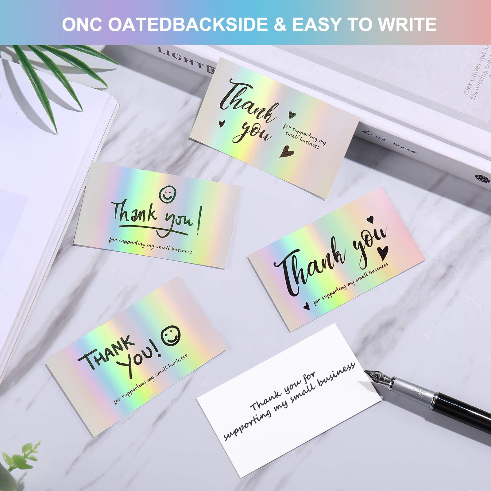 120Pcs Thank You Cards Small Business, Mini 6 Styles 2×3.5 Inch, Silver