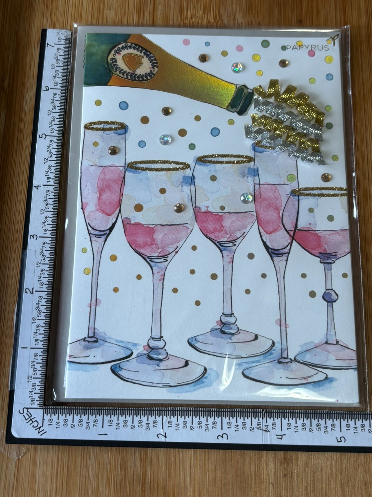 Papyrus Greeting Card New w Envelope Happy New Year Party Bottle Champaign Glass