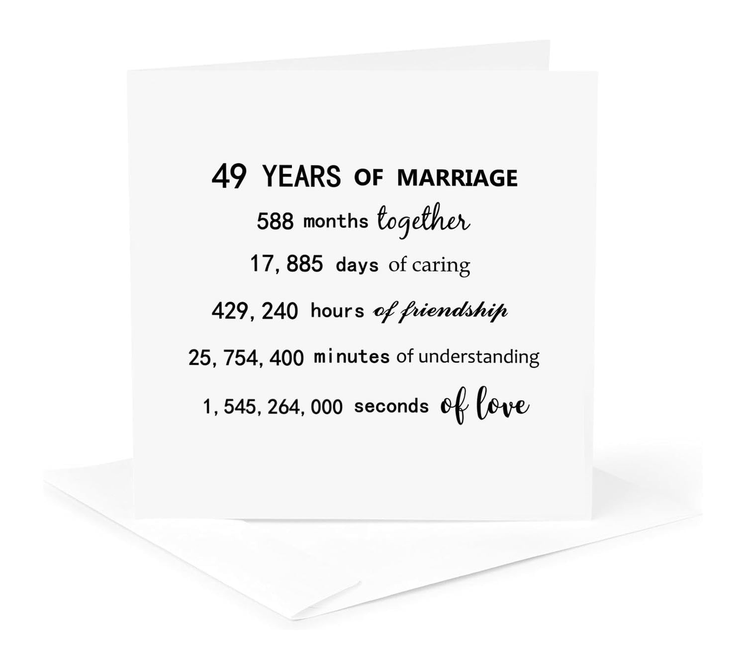 3dRose 49th Wedding Anniversary Greeting Card “49 Years in Months & Days”