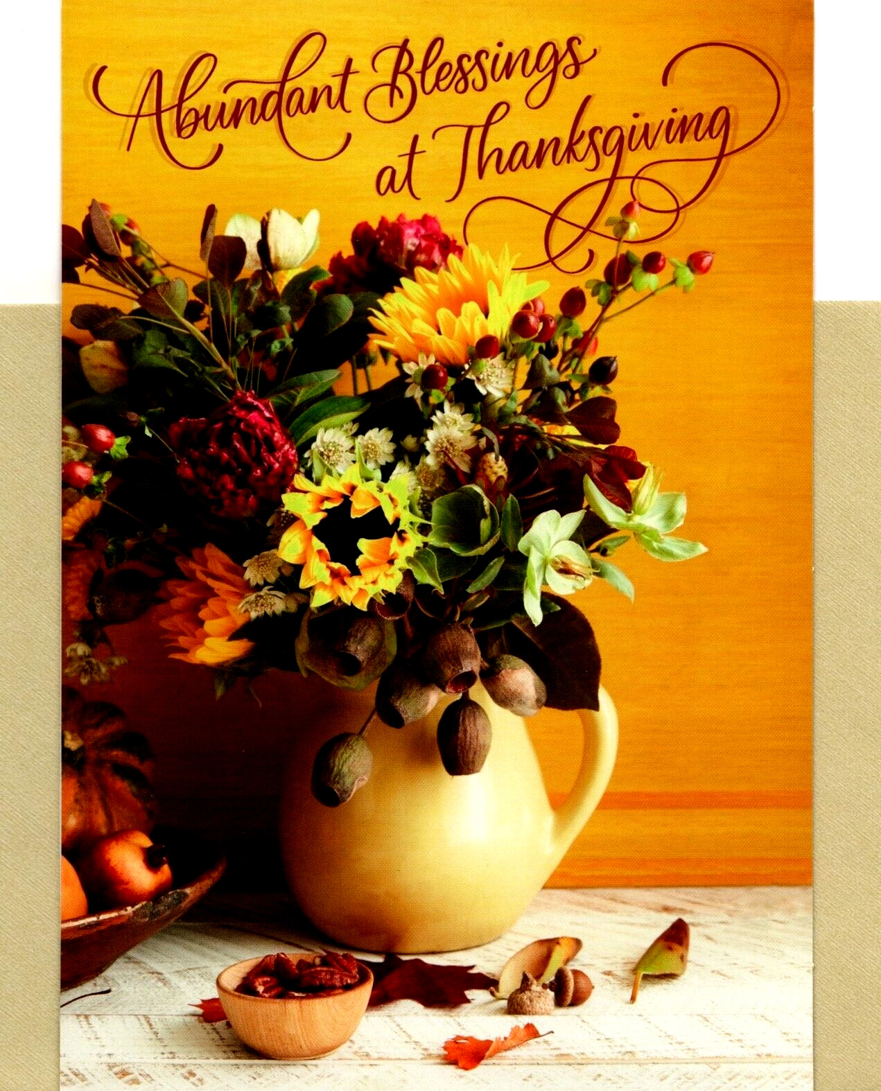 Happy Thanksgiving Sunflower Harvest Bouquet Religious Dayspring Greeting Card