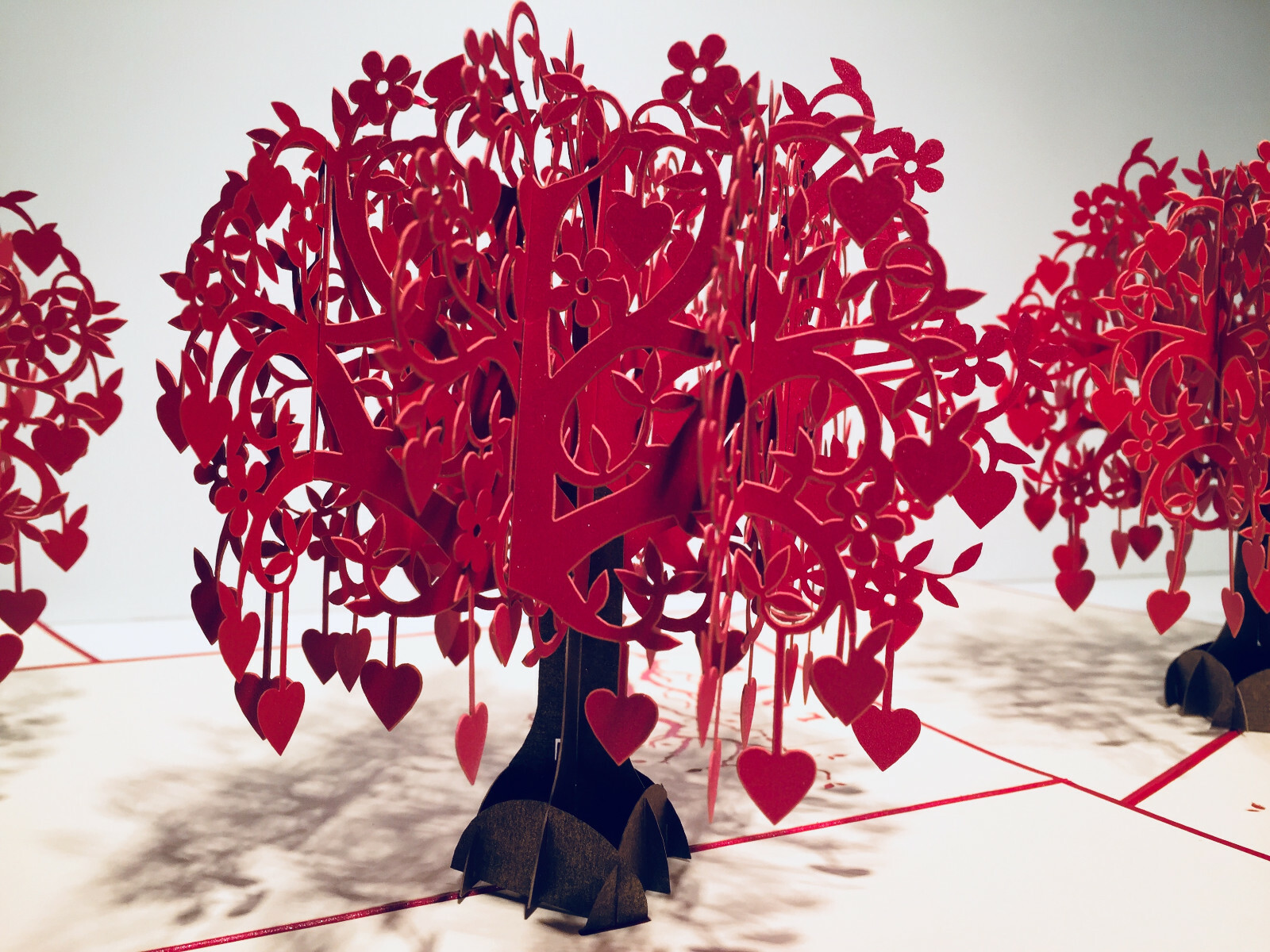 RED Tree of LOVE Hearts Greeting Origami Card Happy Valentine’s Day Sweetheart