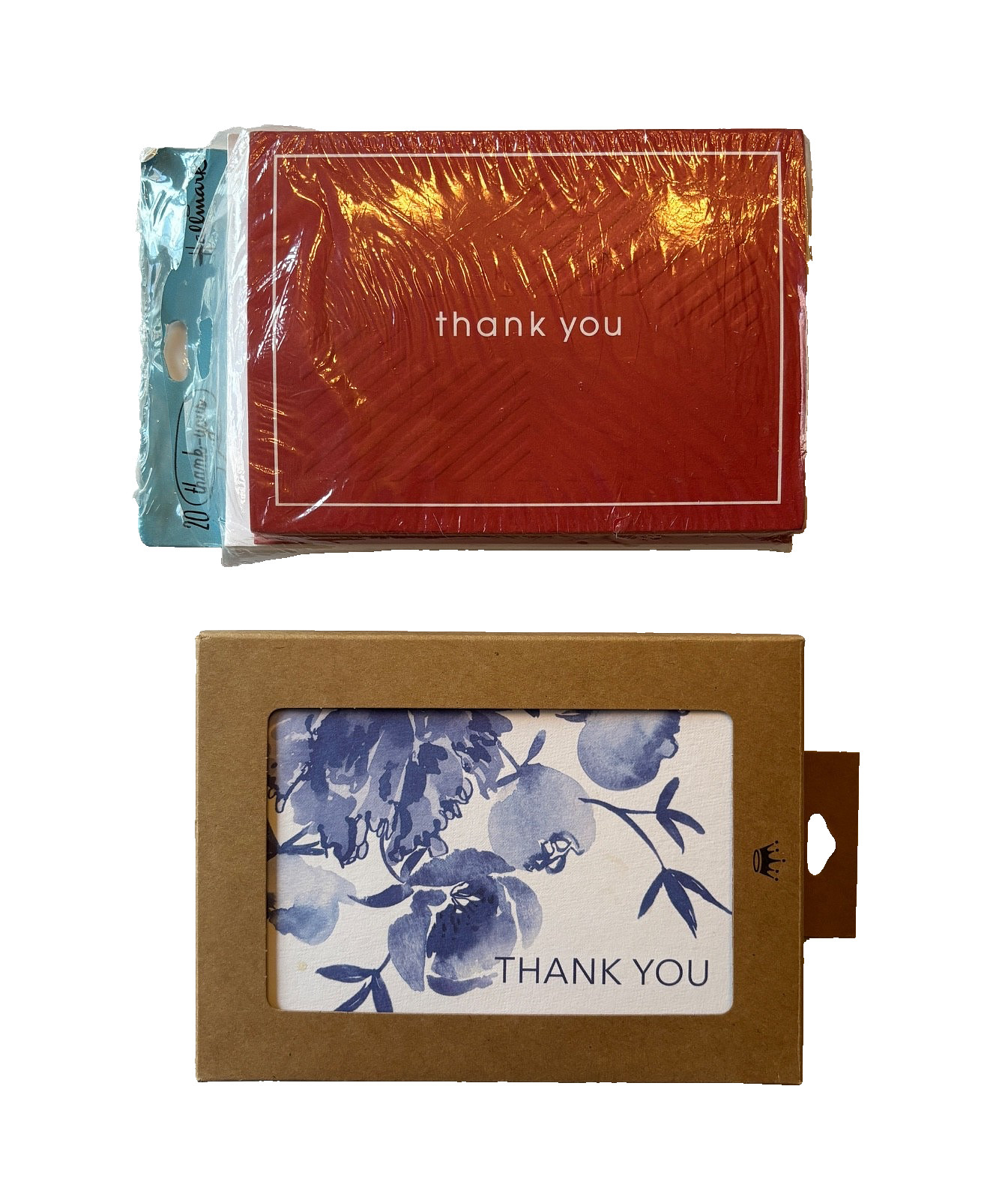 Lot Hallmark Blank Thank You Cards & Envelopes Blue Floral 24 NIB Red 18 Open Bx