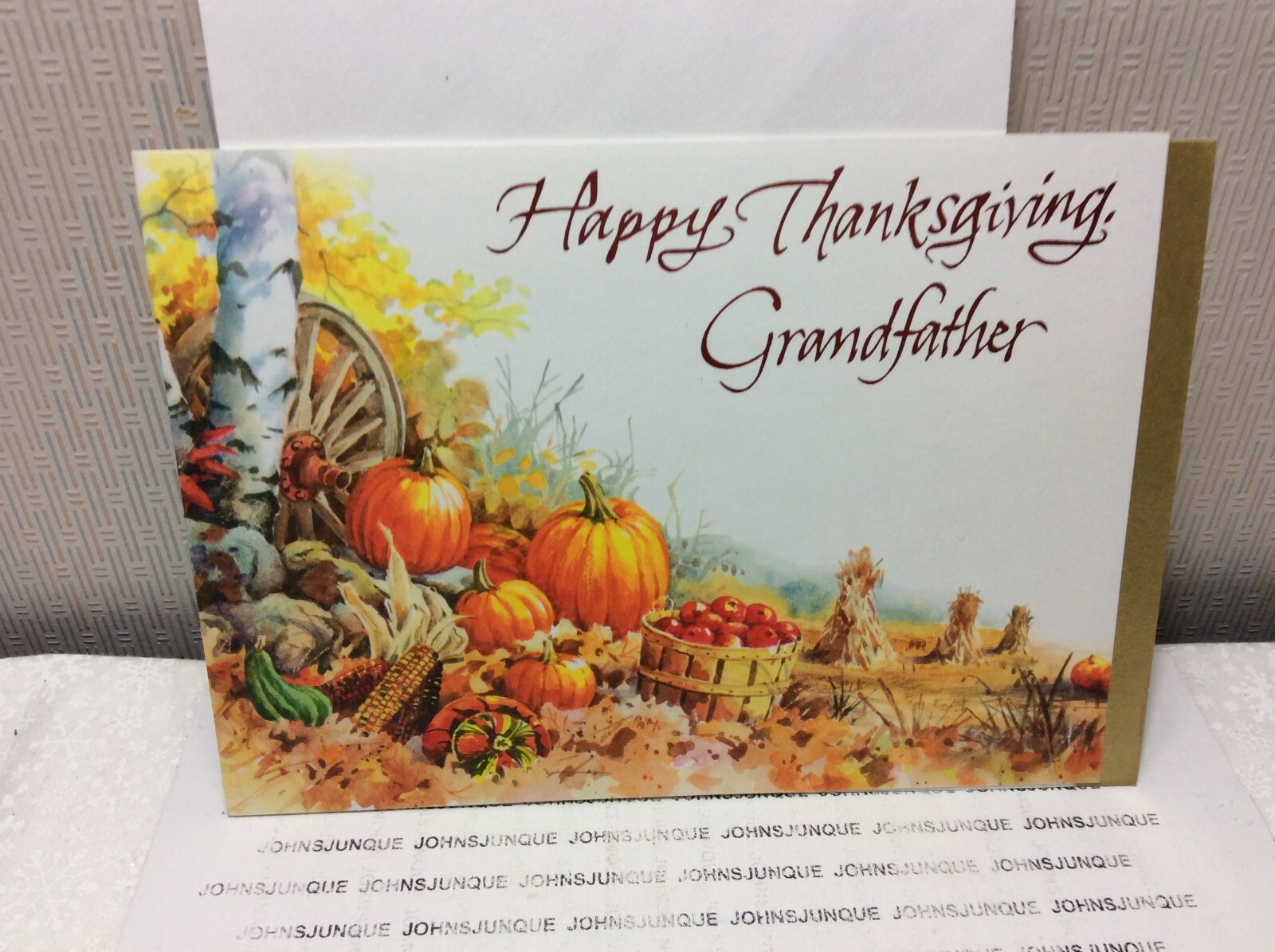 HALLMARK THANKSGIVING GRANDFATHER GREETING CARD New w/Envelope “remembering you”