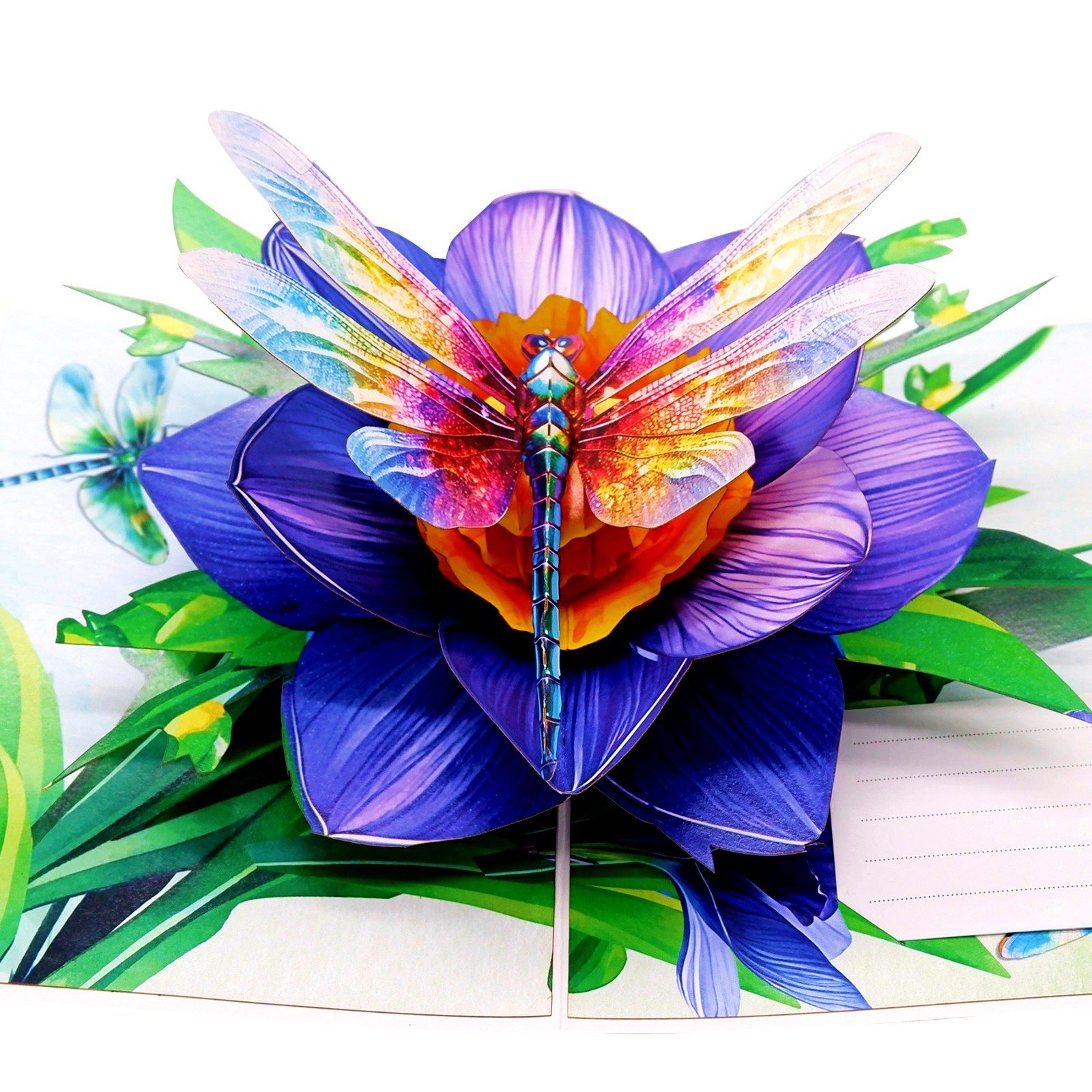 3D Pop Up Greeting Card Dragonfly Flower Floral Birthday Mom Mother’s Day Summer