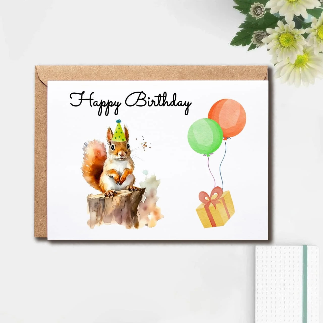Squirrel Funny Birthday Card – Blank Inside – Includes Envelope – Cellophane Sle