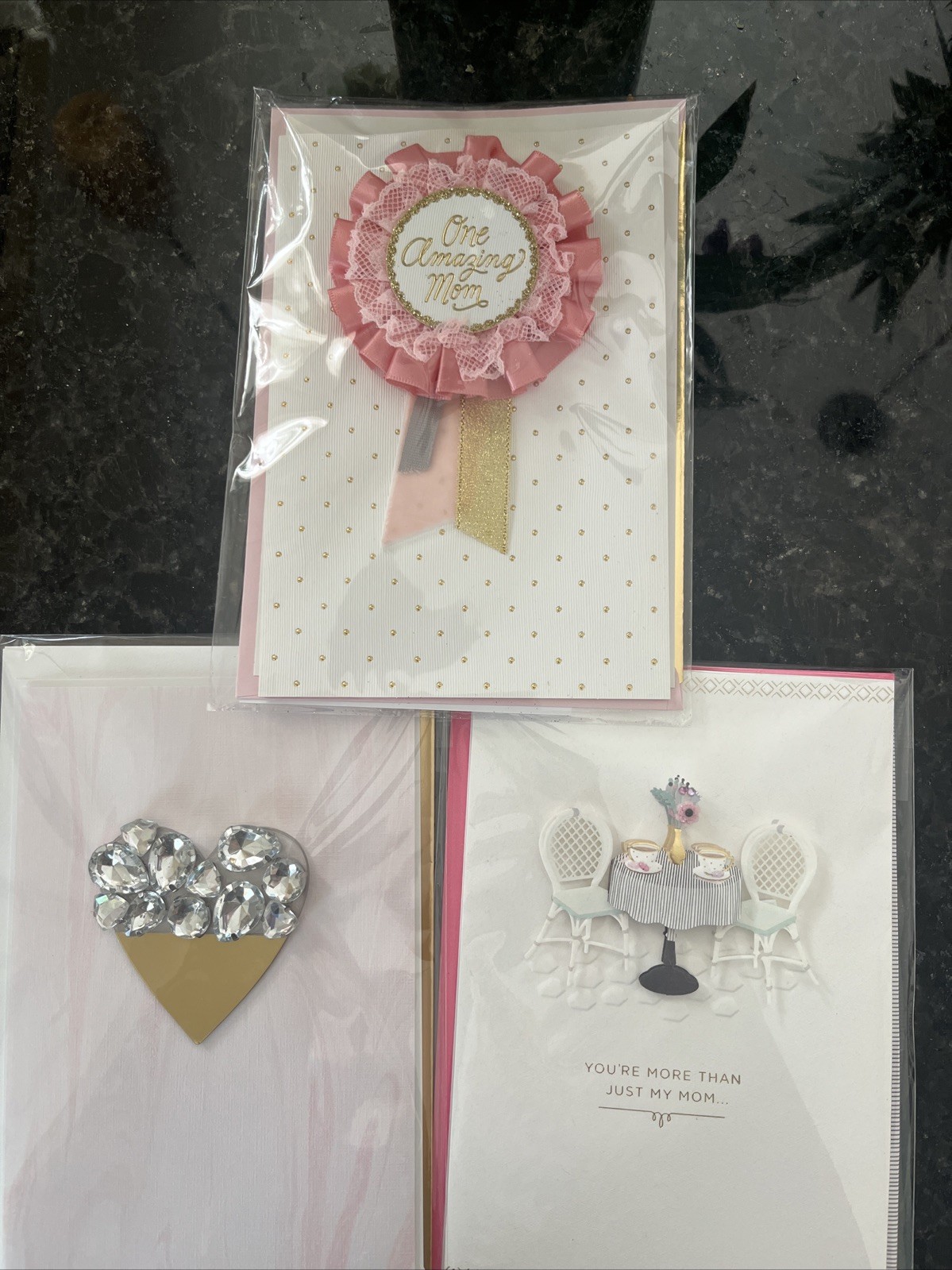 Lot of 3 Hallmark Signature Mother’s Day Cards ~ All premium cards ~ Gold Foil