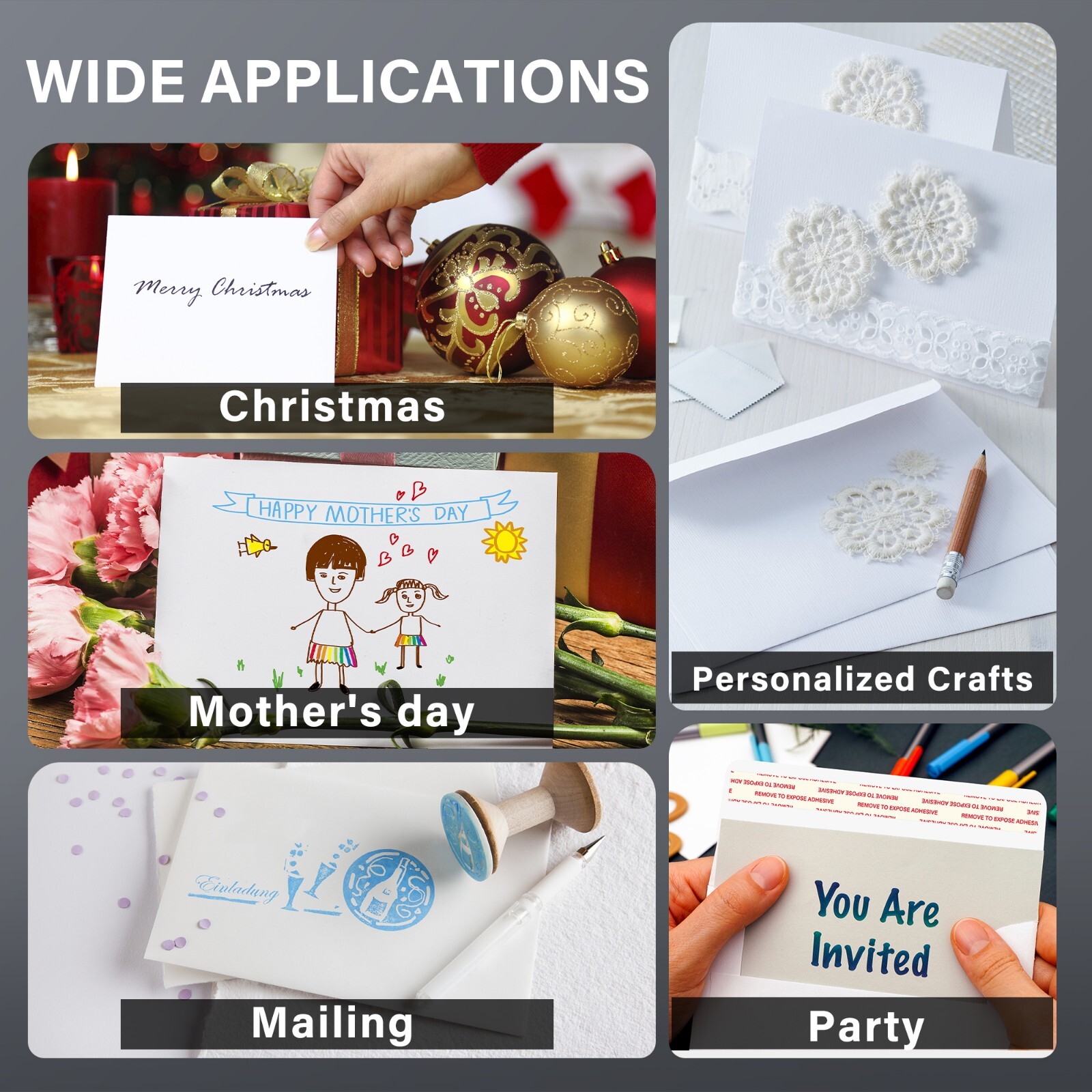 White Invitation Paper Envelope A4 4.25″x6.25″ Self Seal for 4×6 Card Photo 50PK