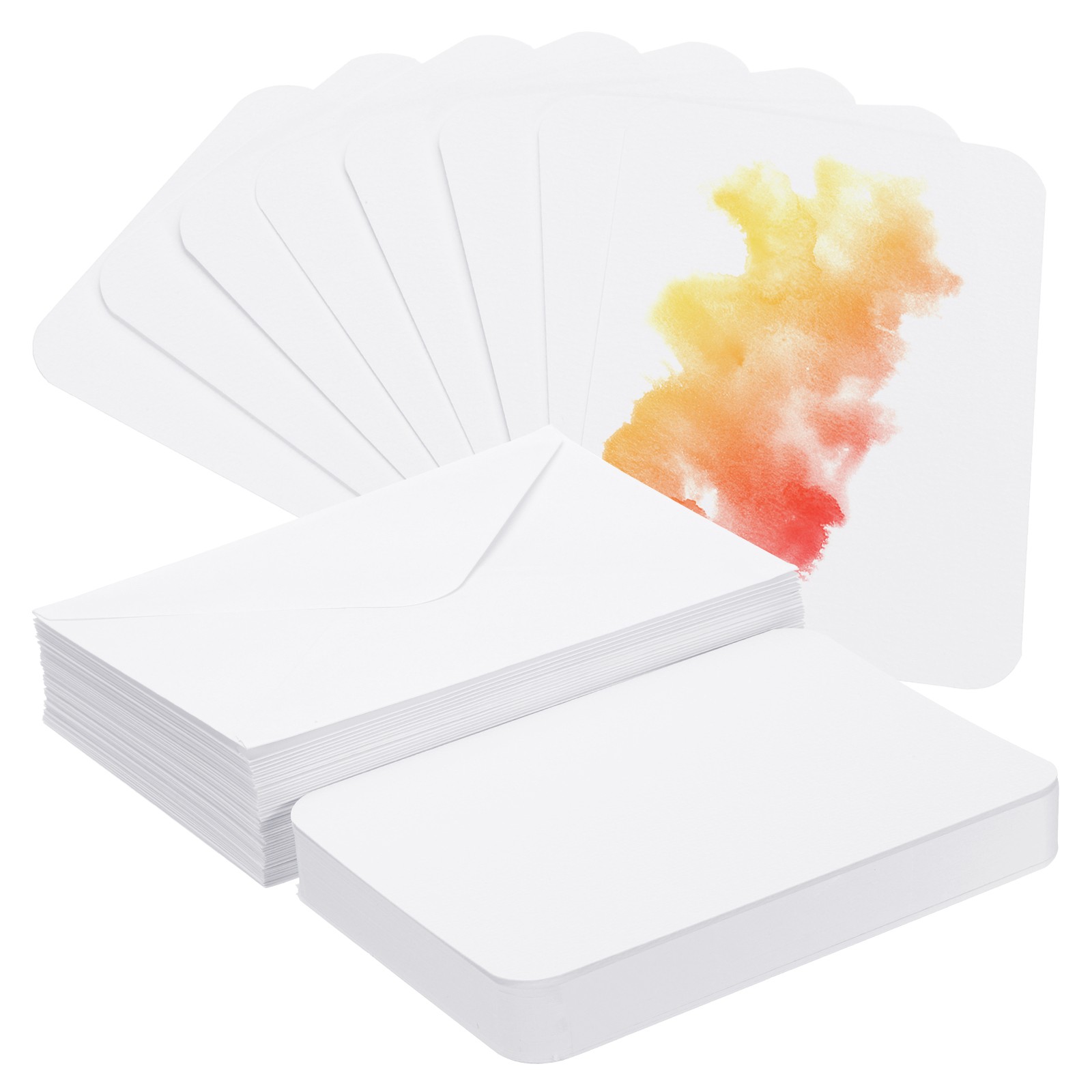 50 Sets Watercolor Cards Postcards Rounded Corners with Envelopes 5×7 Inch
