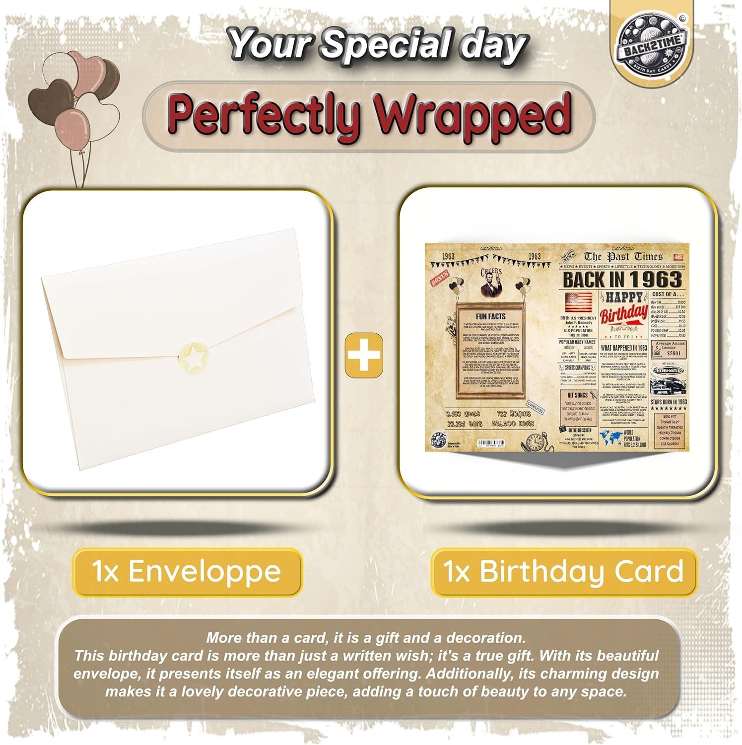 63rd Birthday Card Back in 1963 Jumbo Greeting Card Gift