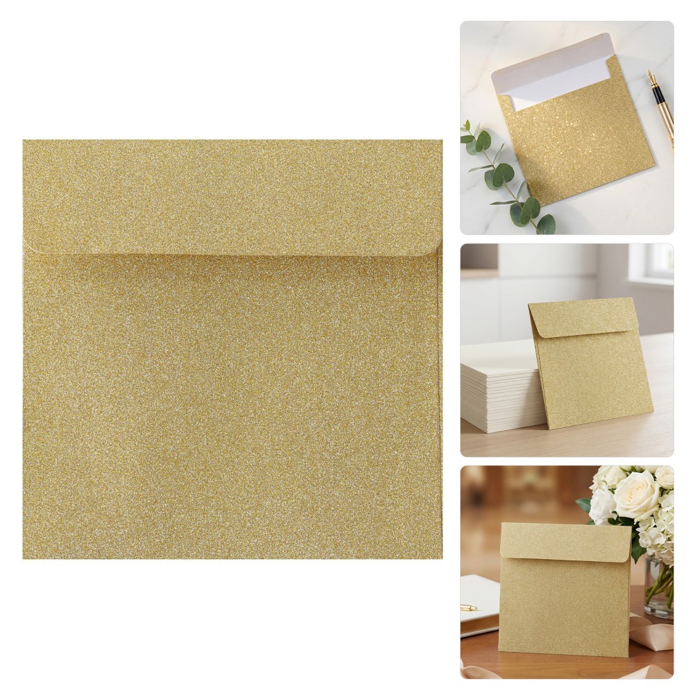 20Pcs Sparkly Gold Wedding Card Envelopes Reusable Paper for Invitations and DIY